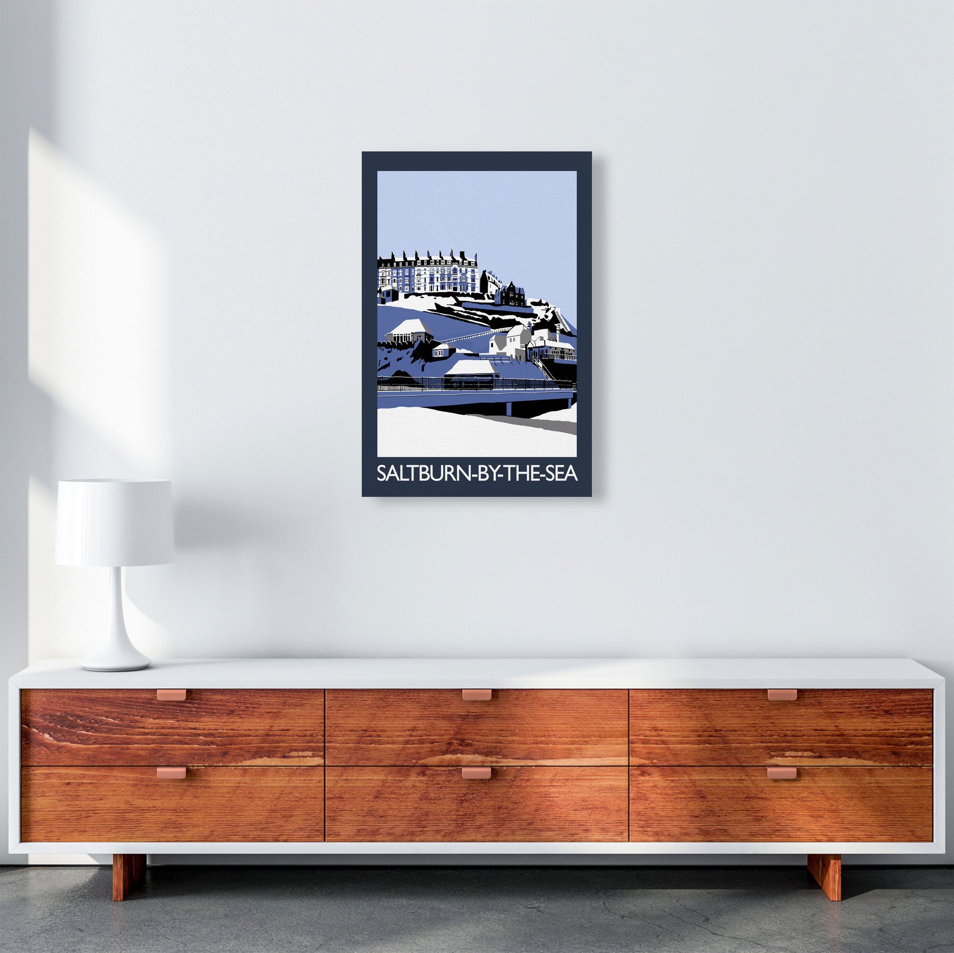 Saltburn-by-the-sea In Snow Portrait by Richard O'Neill A2 Canvas