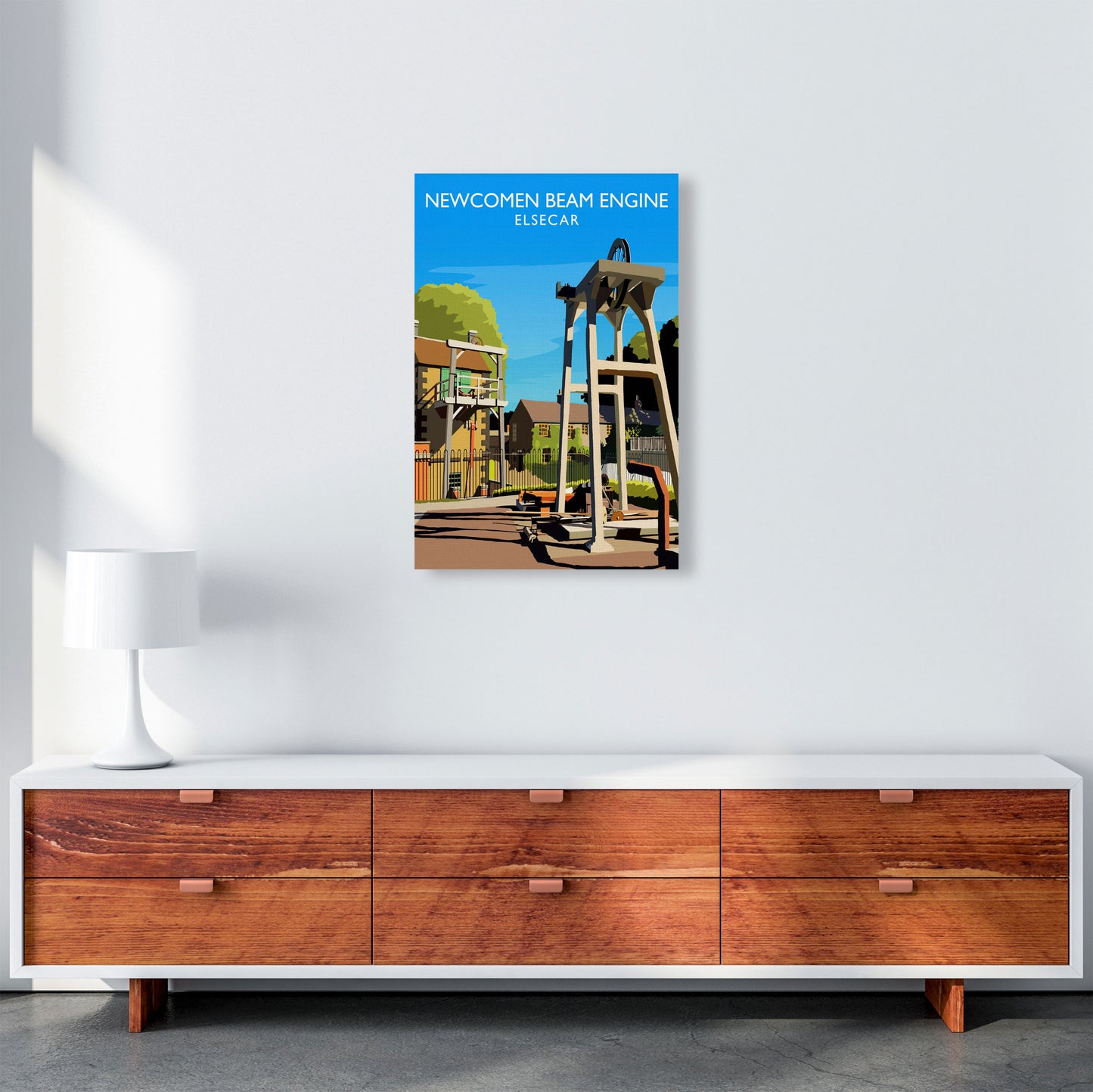 Newcomen Beam Engine portrait by Richard O'Neill A2 Canvas