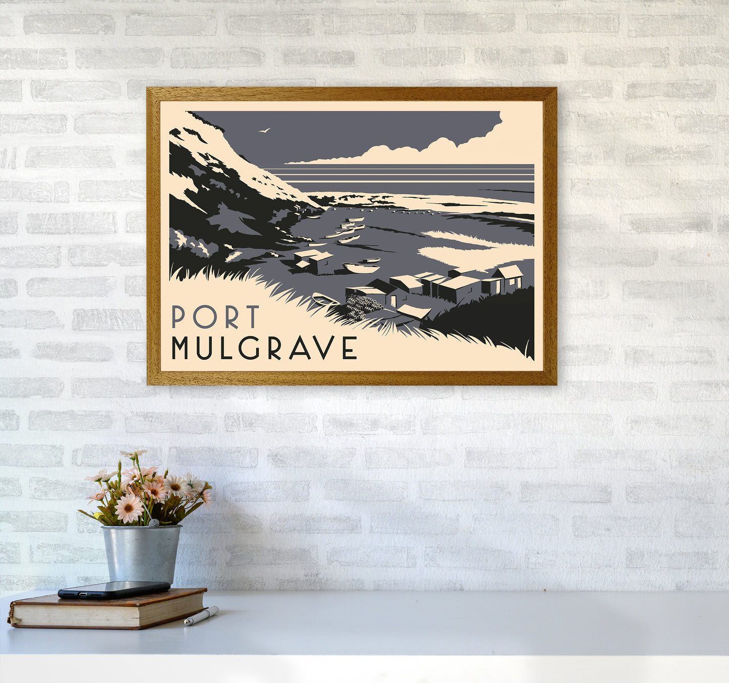 Port Mulgrave Travel Art Print by Richard O'Neill A2 Print Only