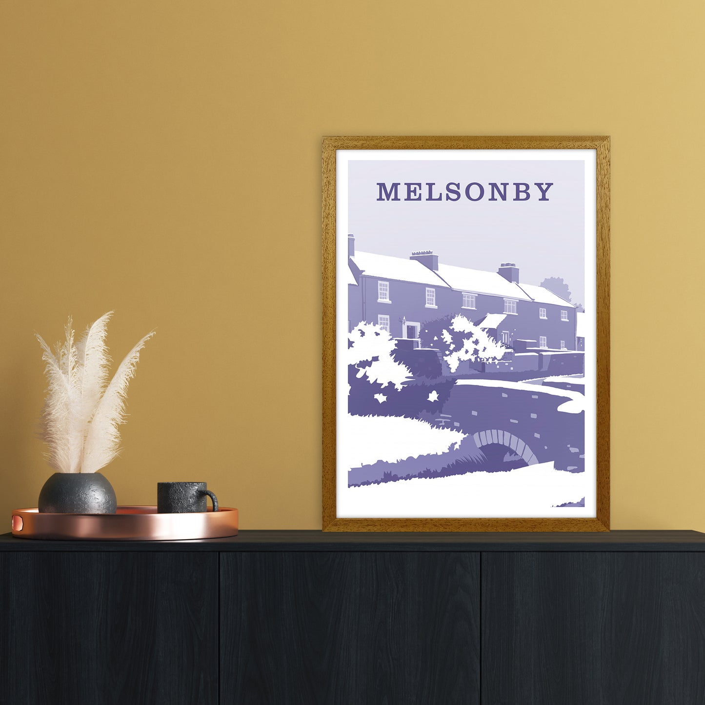 Melsonby (Snow) Portrait Travel Art Print by Richard O'Neill A2 Print Only