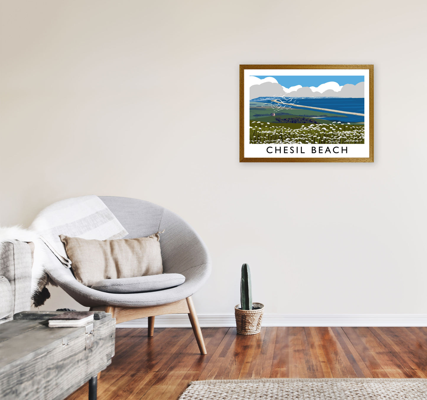 Chesil Beach Framed Digital Art Print by Richard O'Neill A2 Print Only