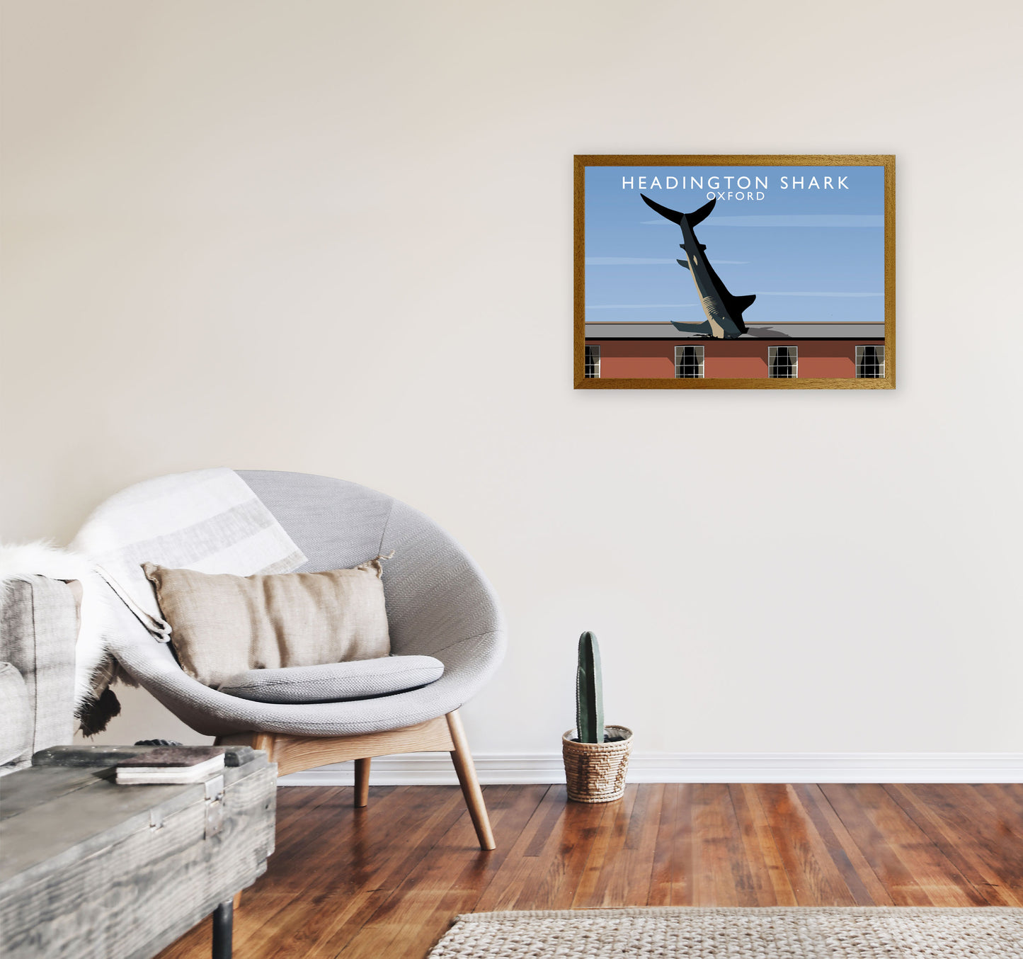 Headington Shark Oxford Travel Art Print by Richard O'Neill, Framed Wall Art A2 Print Only
