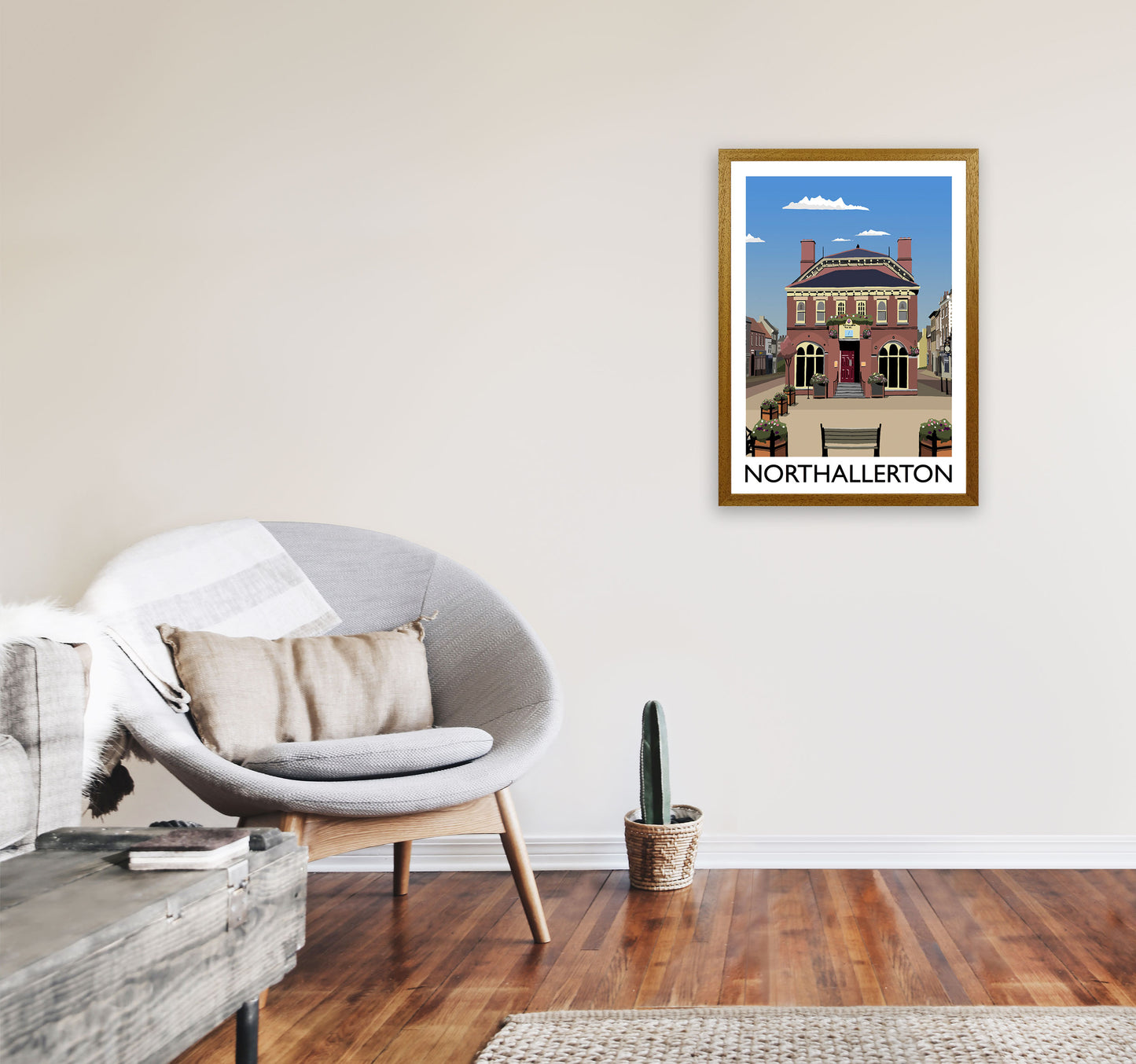 Northallerton Travel Art Print by Richard O'Neill, Framed Wall Art A2 Print Only
