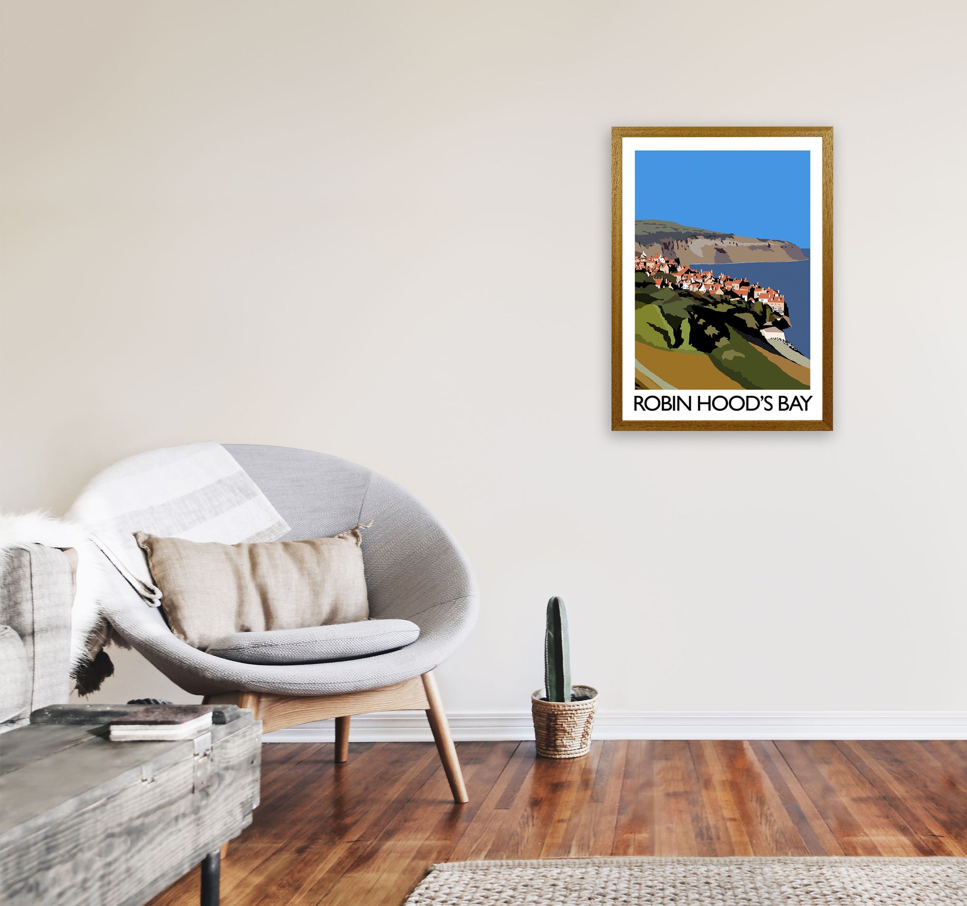 Robin Hood's Bay Travel Art Print by Richard O'Neill, Framed Wall Art A2 Print Only