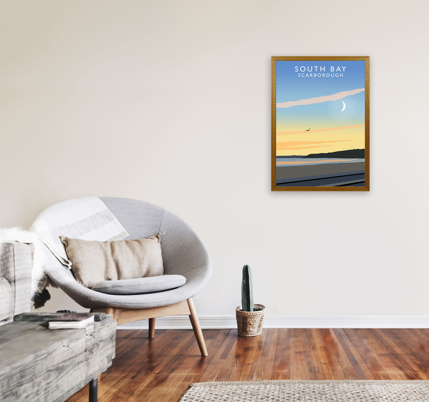 South Bay Scarborough Art Print by Richard O'Neill, Framed Wall Art A2 Print Only