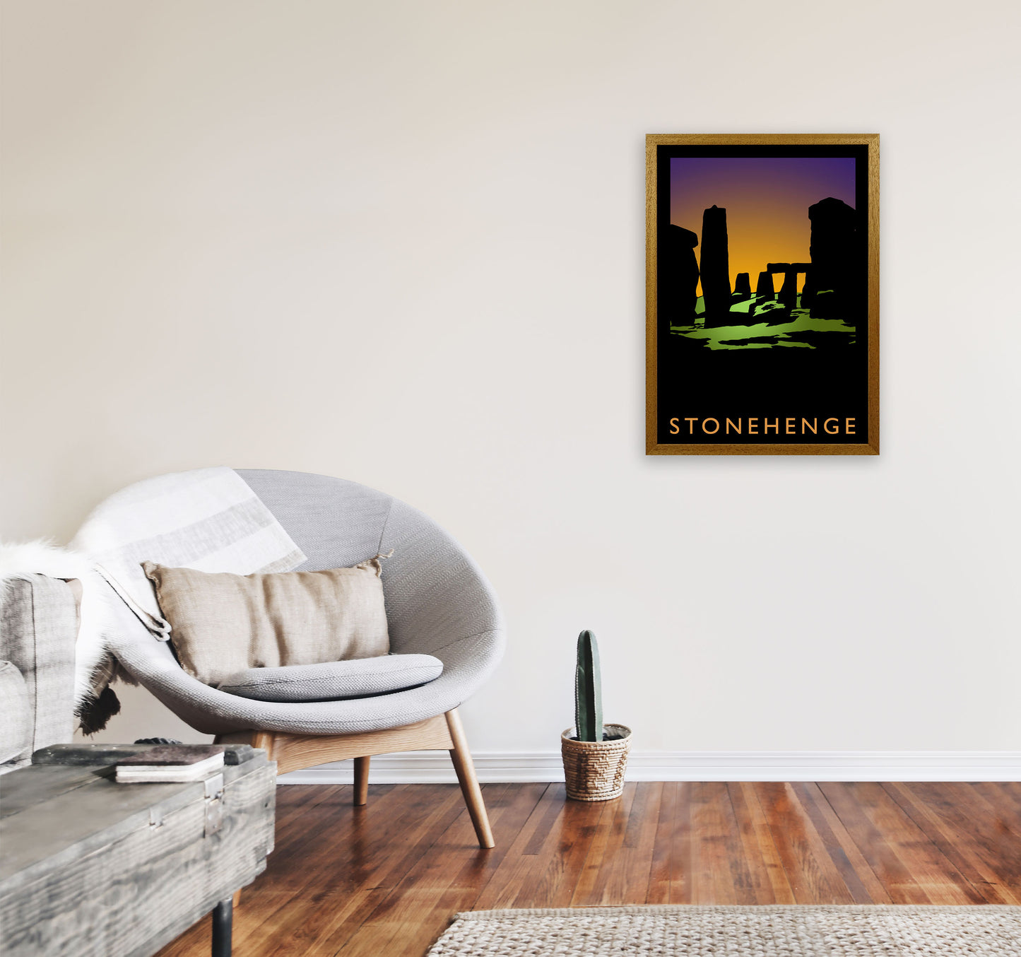 Stonehenge Travel Art Print by Richard O'Neill, Framed Wall Art A2 Print Only