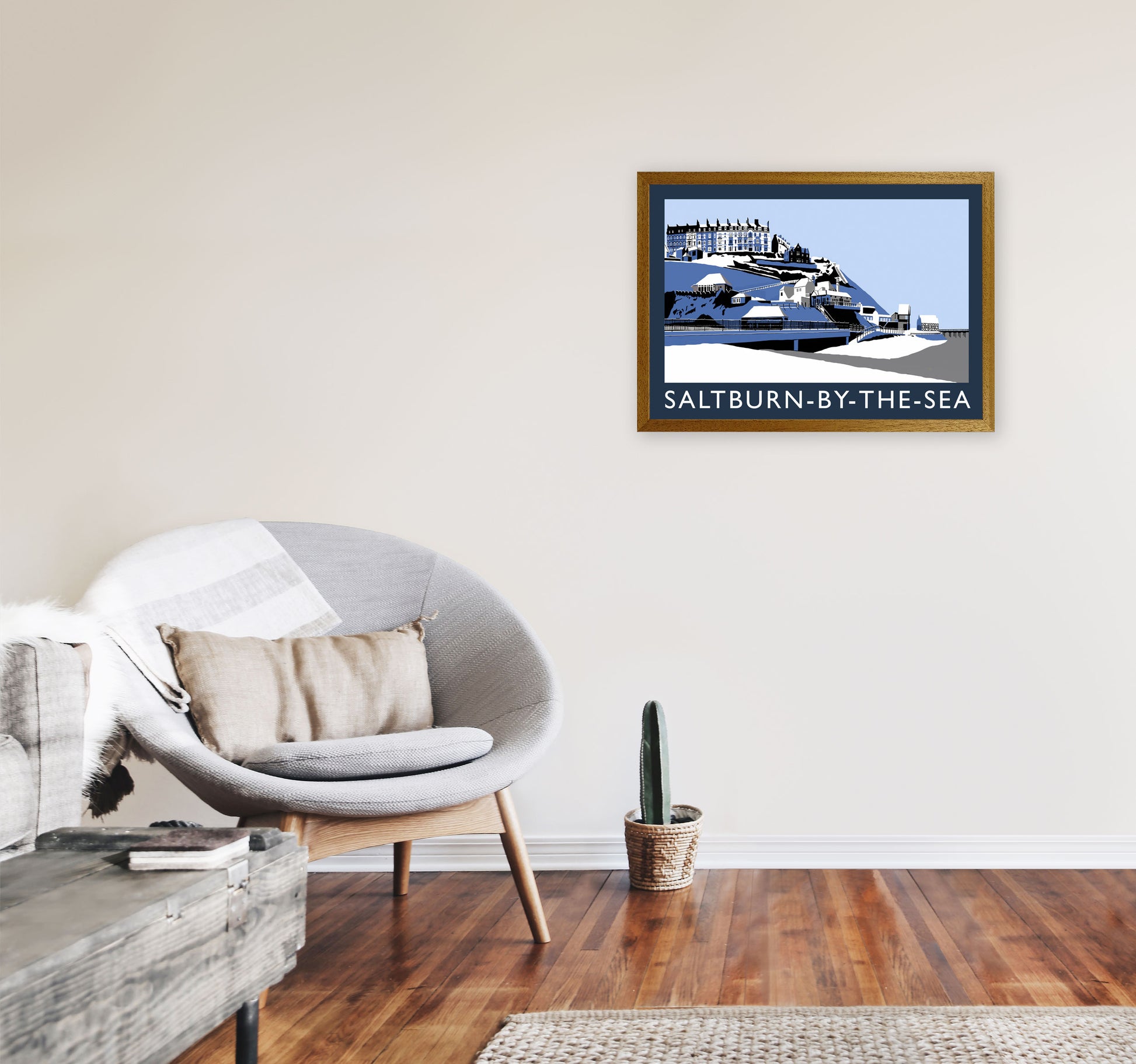 Saltburn-by-the-sea In Snow by Richard O'Neill A2 Print Only