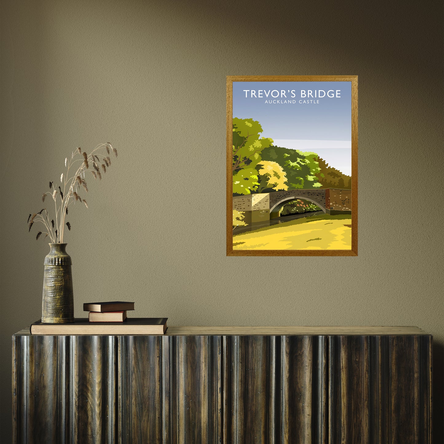 Trevor's Bridge portrait by Richard O'Neill A2 Oak Frame