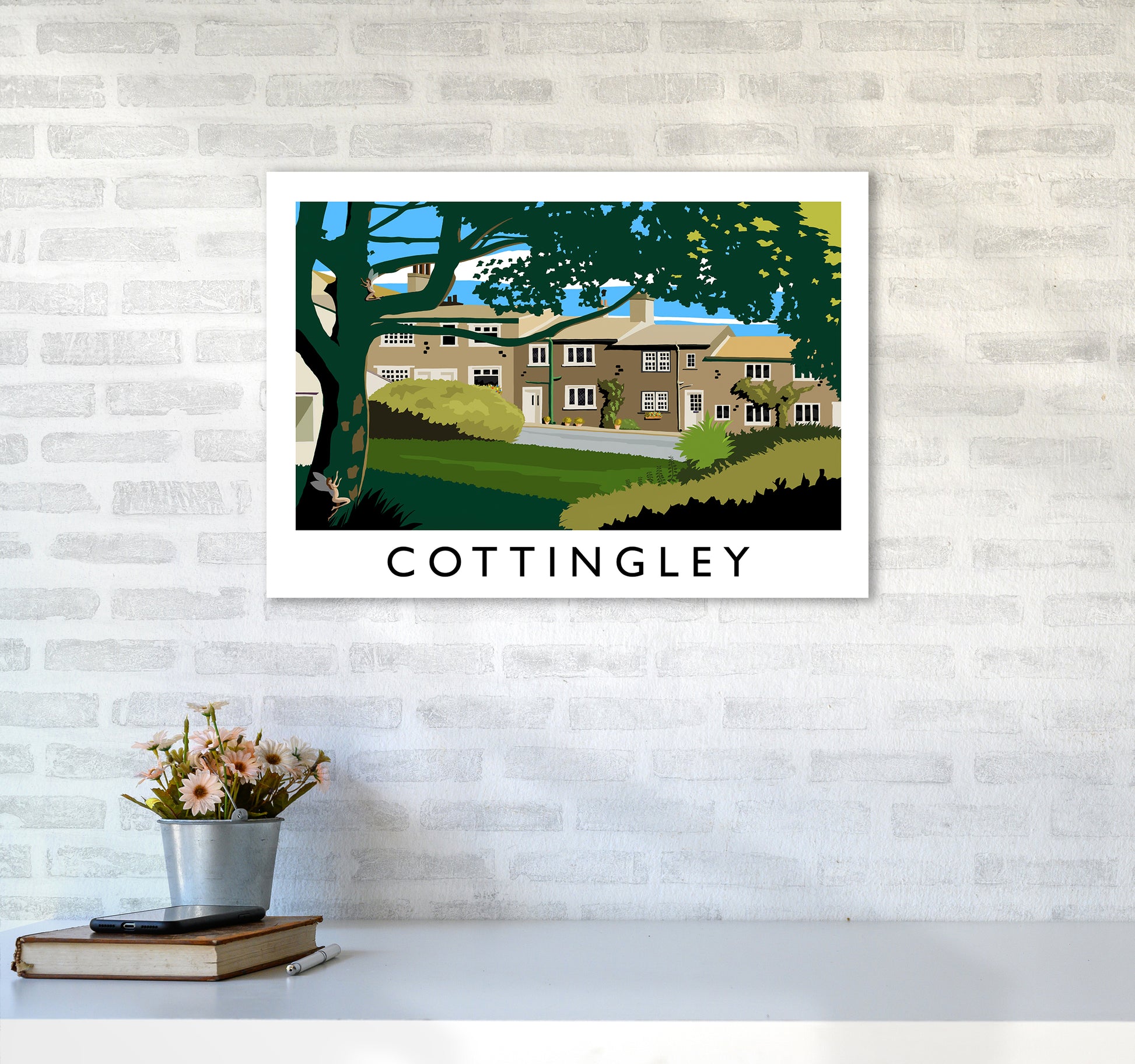 Cottingley Travel Art Print by Richard O'Neill A2 Black Frame