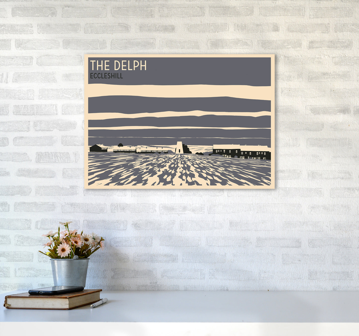 The Delph, Eccleshill Travel Art Print by Richard O'Neill A2 Black Frame