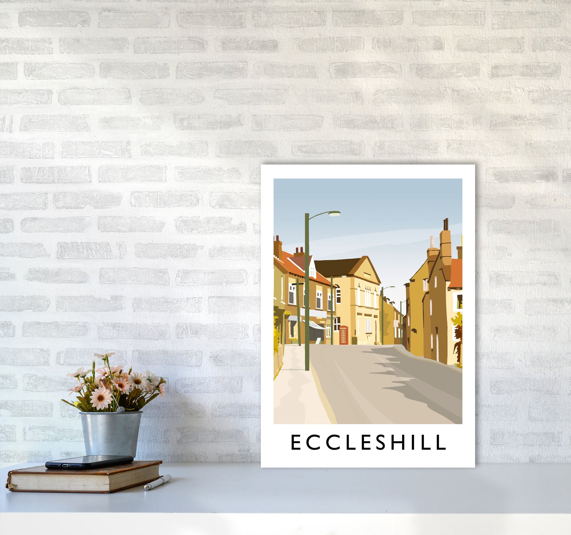 Eccleshill portrait Travel Art Print by Richard O'Neill A2 Black Frame