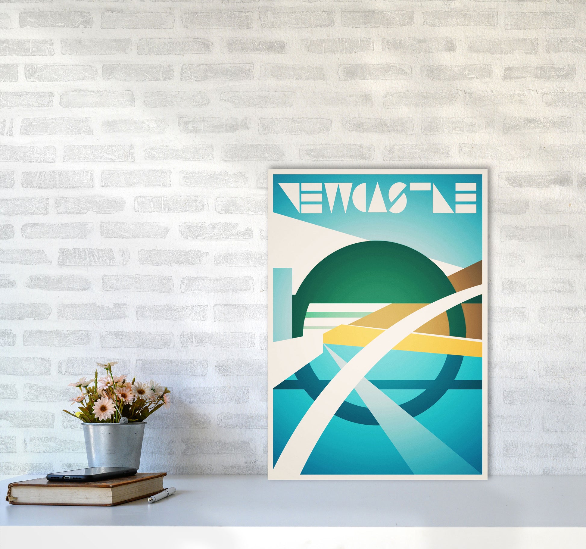 Newcastle 2 Travel Art Print by Richard O'Neill A2 Black Frame