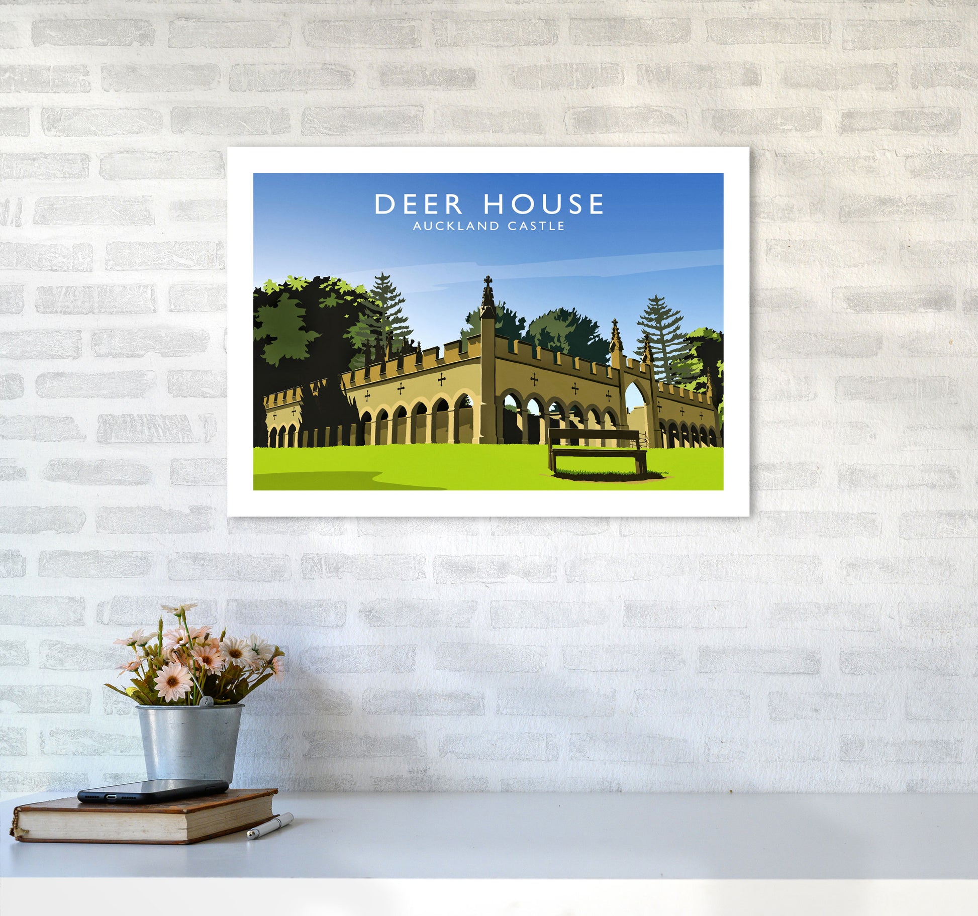 Deer House Travel Art Print by Richard O'Neill A2 Black Frame