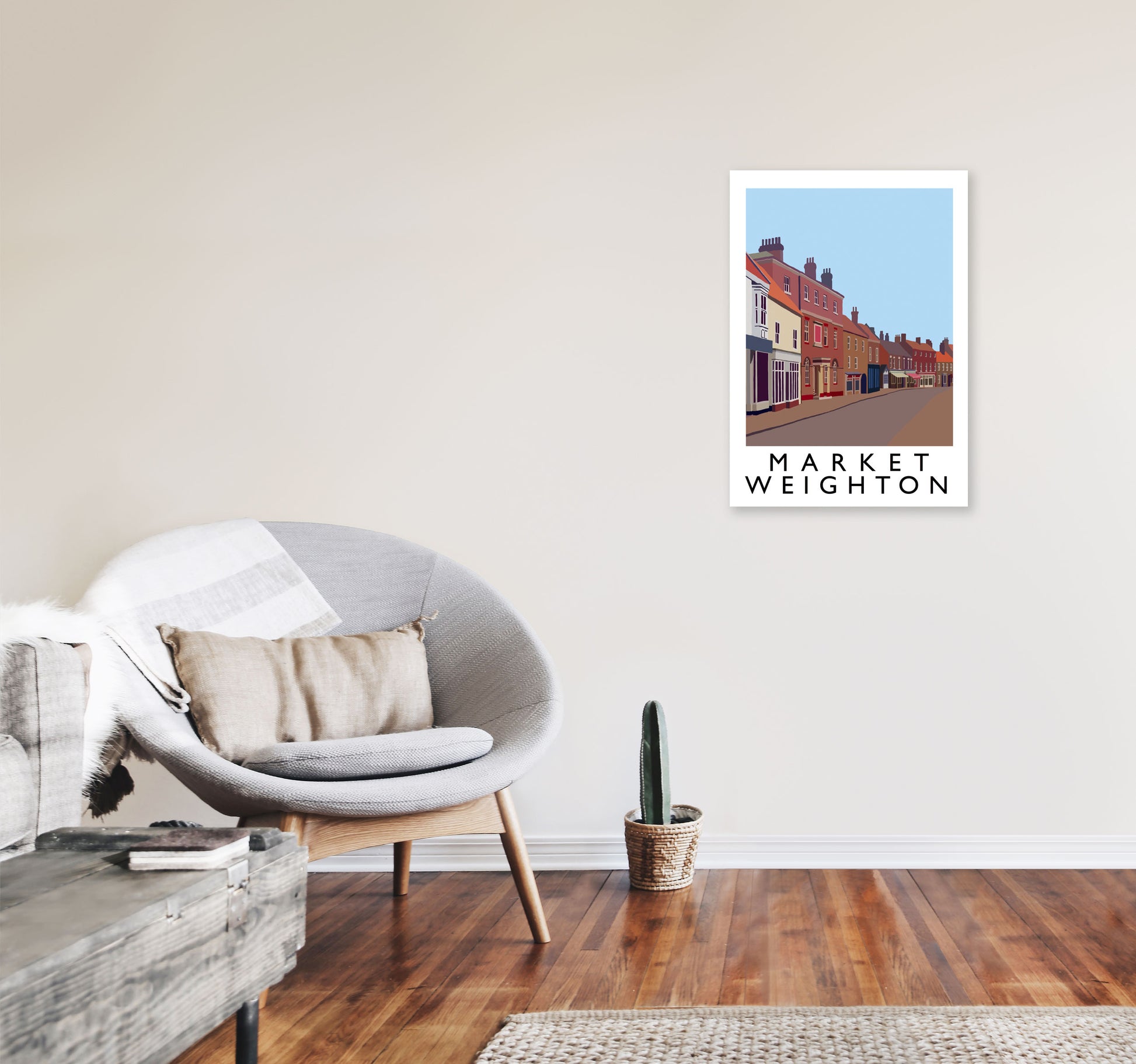 Market Weighton by Richard O'Neill Yorkshire Art Print, Vintage Travel Poster A2 Black Frame