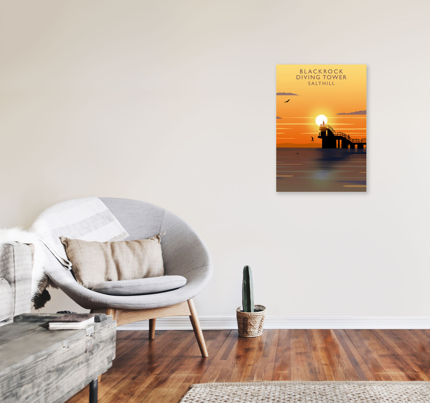 Blackrock Diving Tower (Sunset) (Portrait) by Richard O'Neill A2 Black Frame