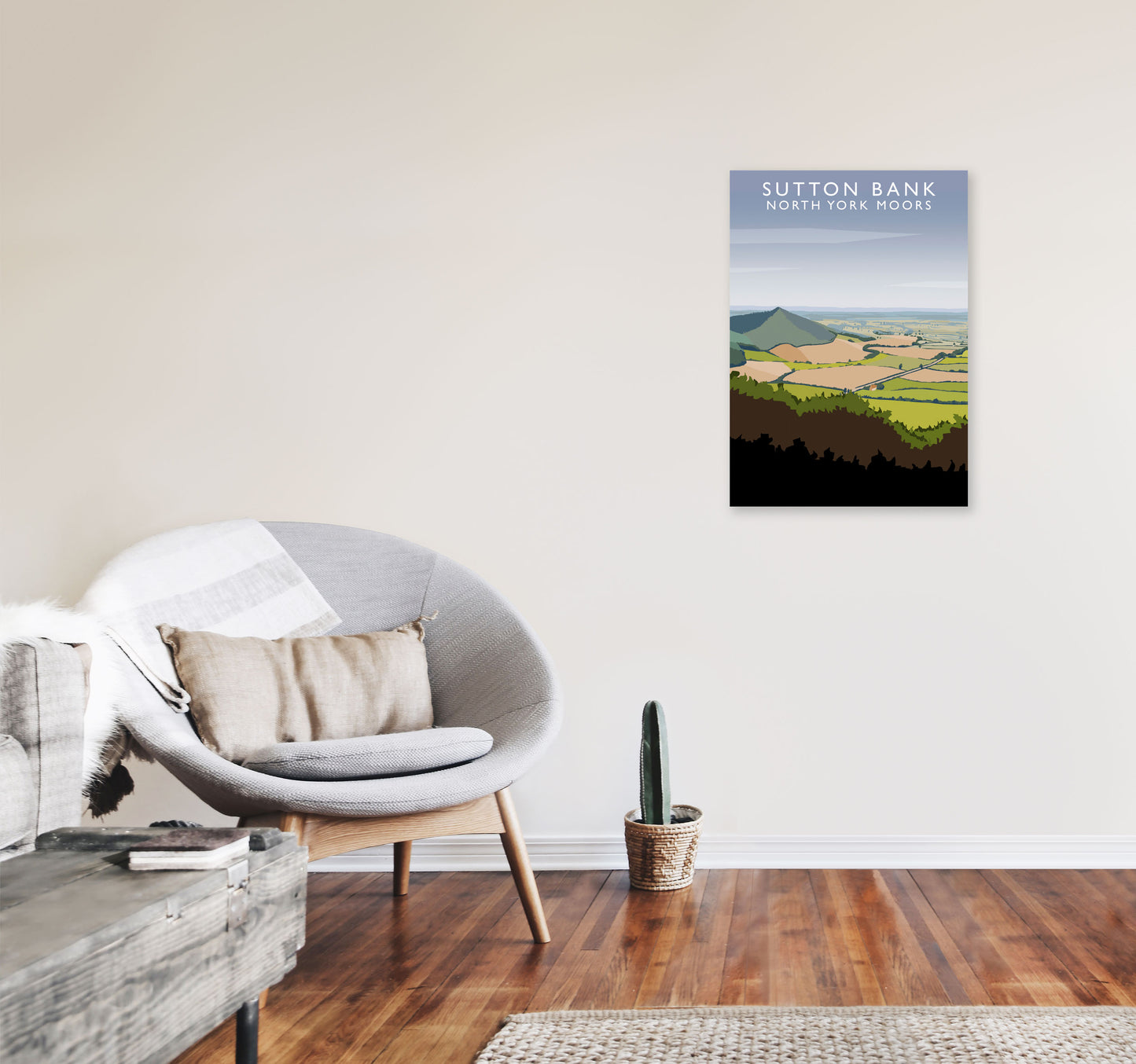 Sutton Bank (Portrait) by Richard O'Neill Yorkshire Art Print, Travel Poster A2 Black Frame