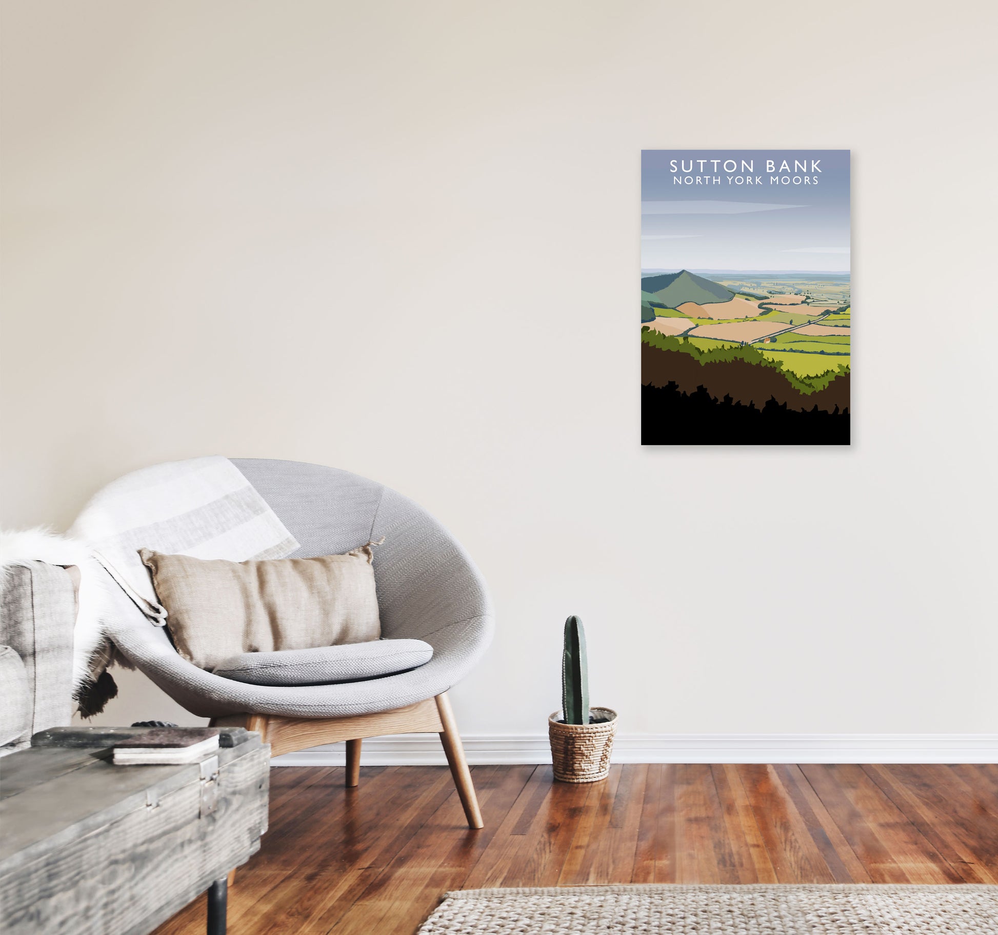 Sutton Bank (Portrait) by Richard O'Neill Yorkshire Art Print, Travel Poster A2 Black Frame