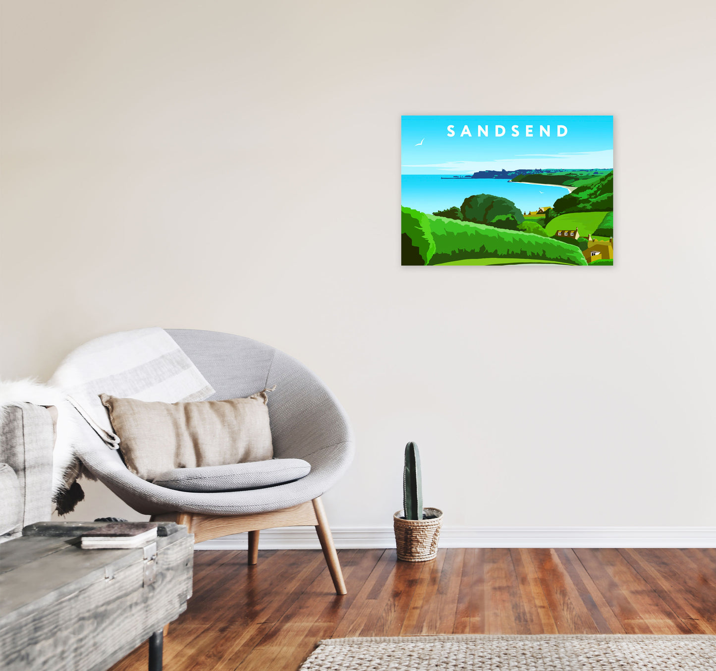 Sandsend Art Print by Richard O'Neill A2 Black Frame
