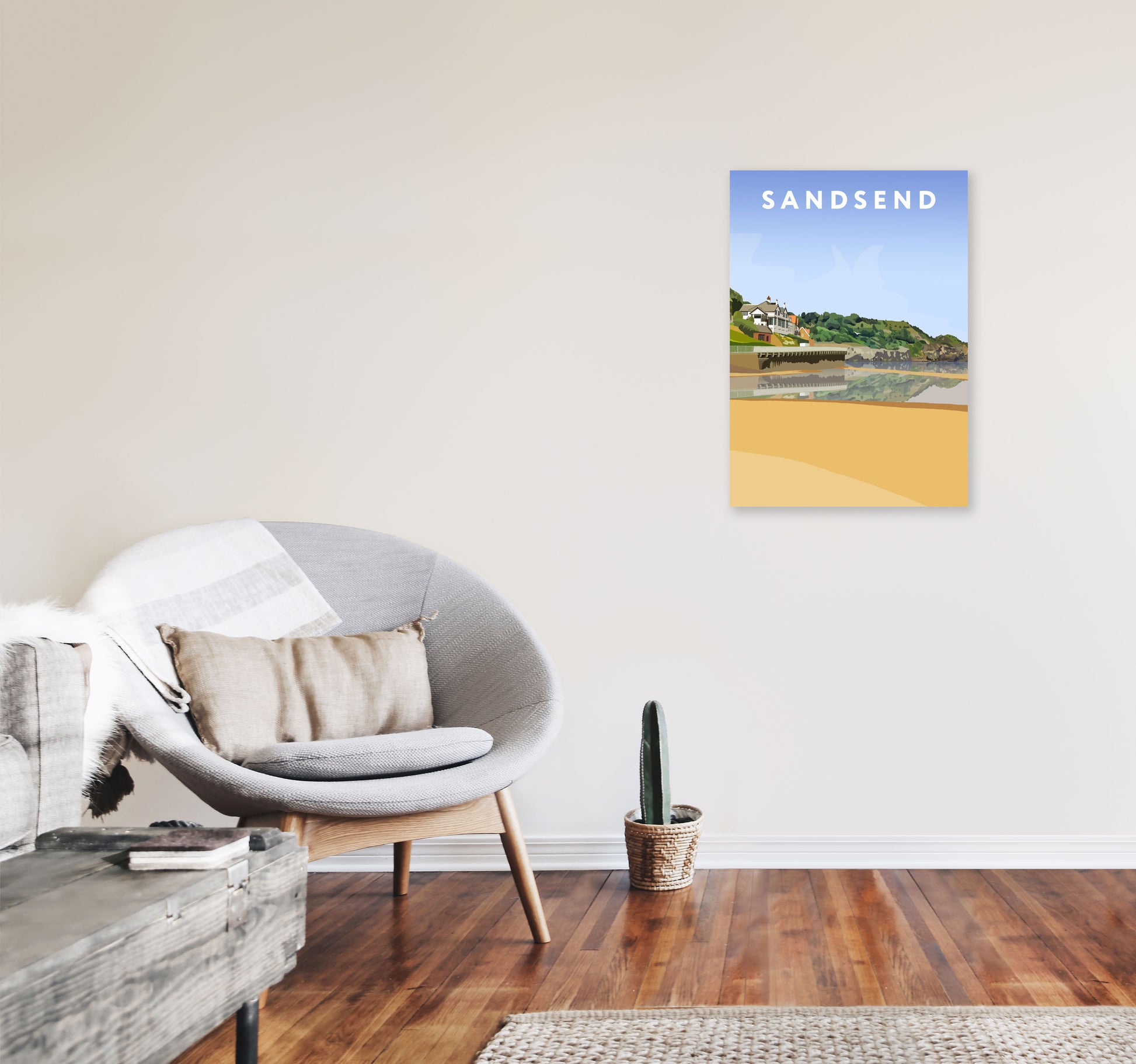 Sandsend4 Portrait by Richard O'Neill A2 Black Frame