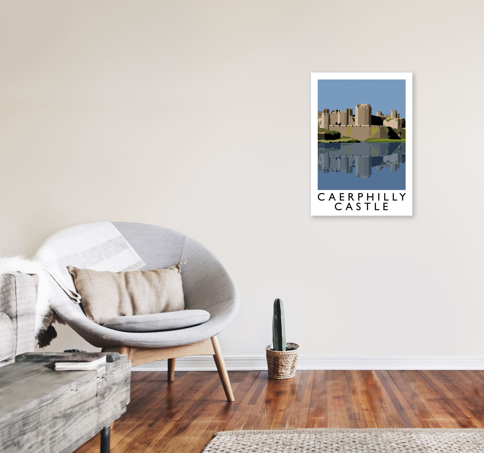 Caerphilly Castle Portrait by Richard O'Neill A2 Black Frame