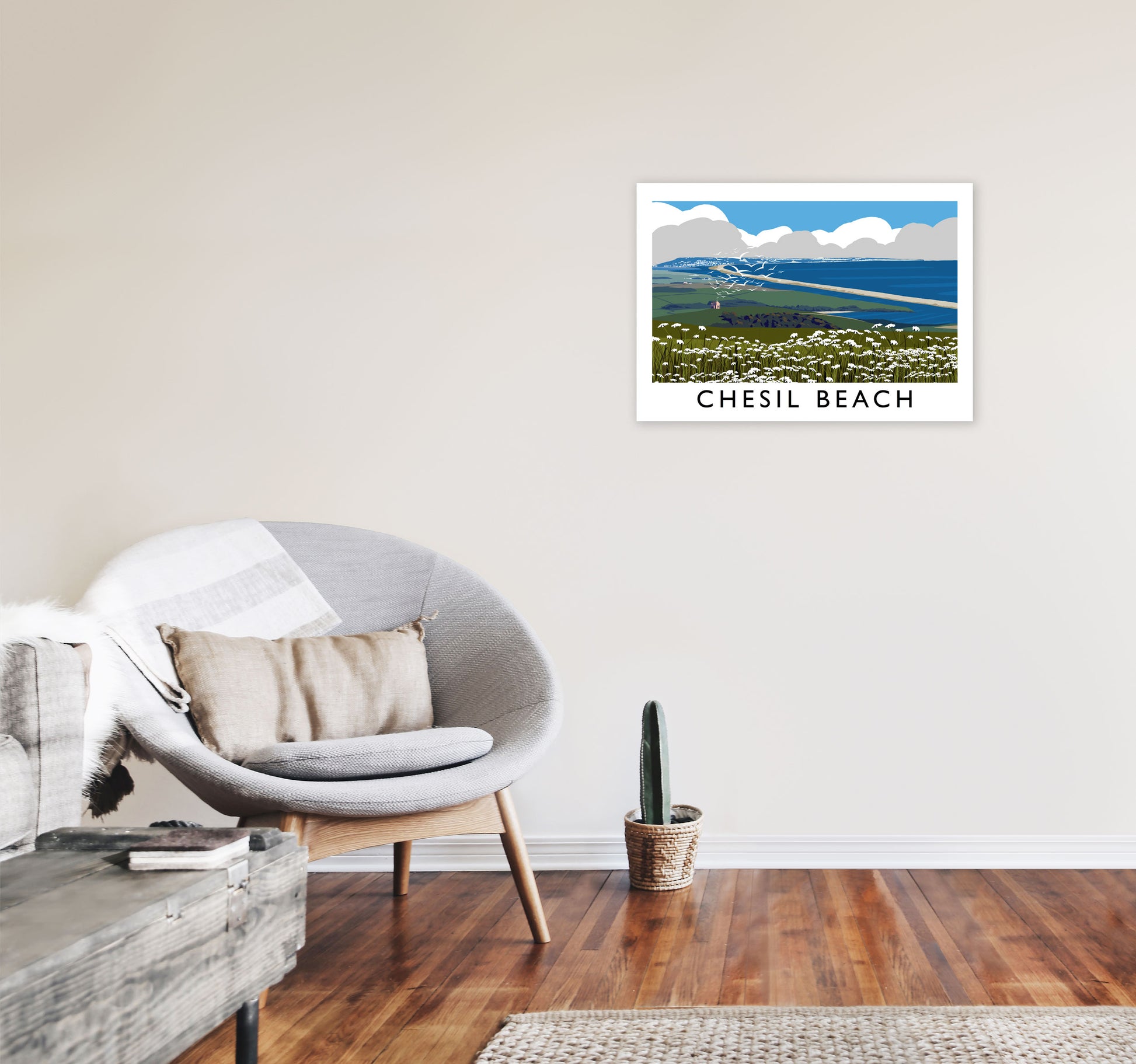 Chesil Beach Framed Digital Art Print by Richard O'Neill A2 Black Frame