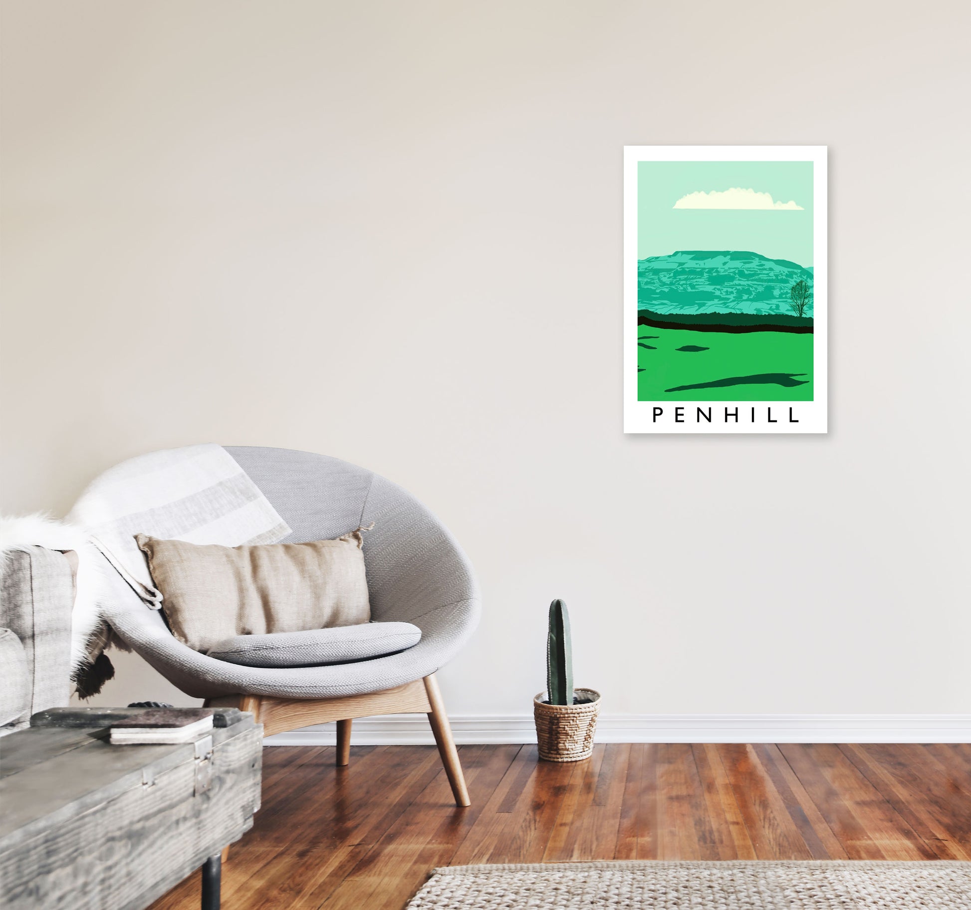 Penhill Digital Art Print by Richard O'Neill, Framed Wall Art A2 Black Frame