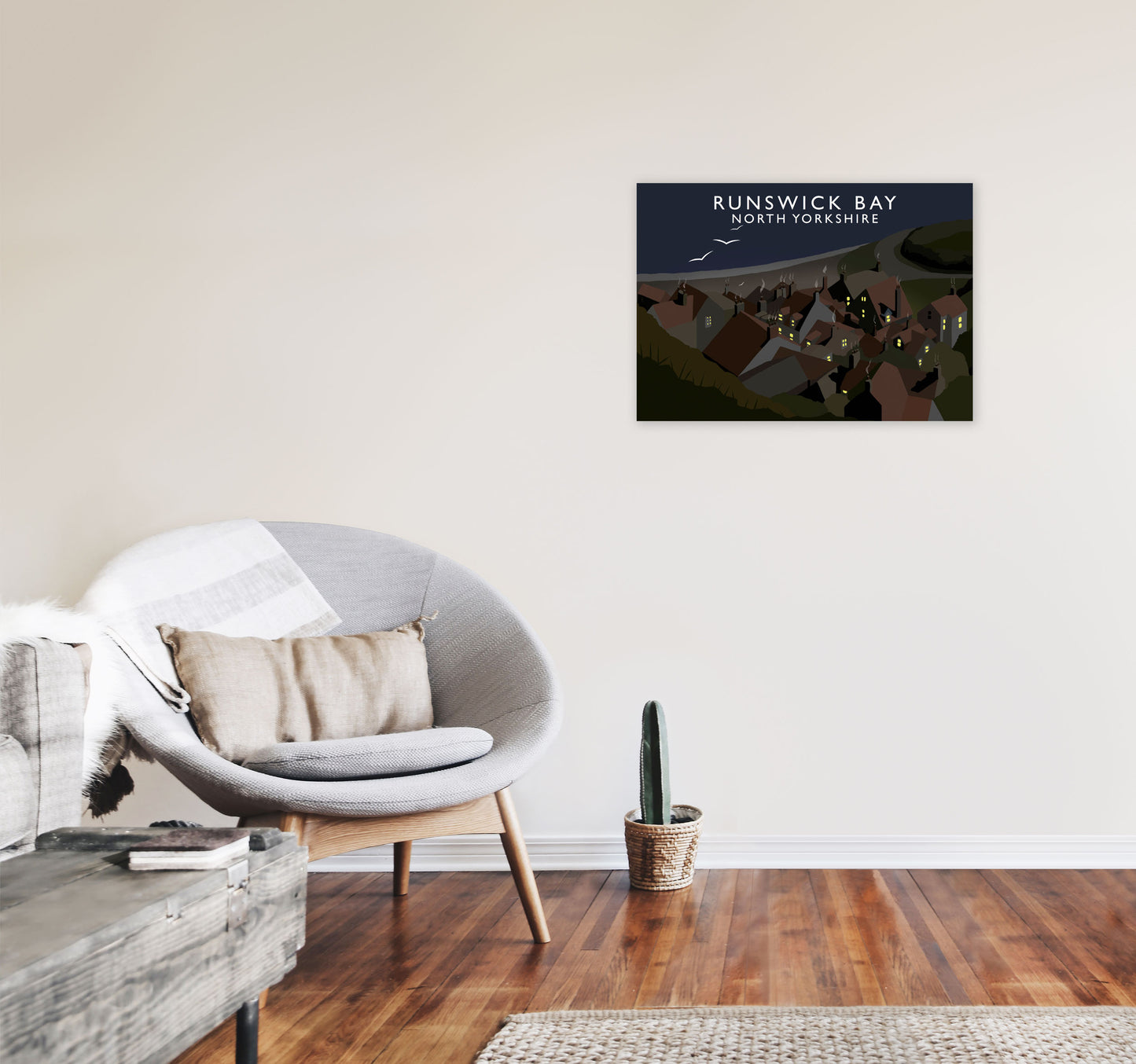 Runswick Bay North Yorkshrie Travel Art Print by Richard O'Neill A2 Black Frame