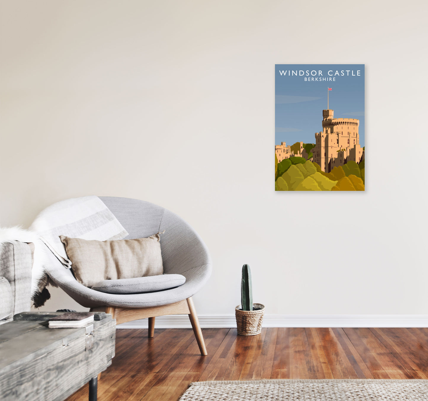 Windsor Castle Berkshire Travel Art Print by Richard O'Neill A2 Black Frame