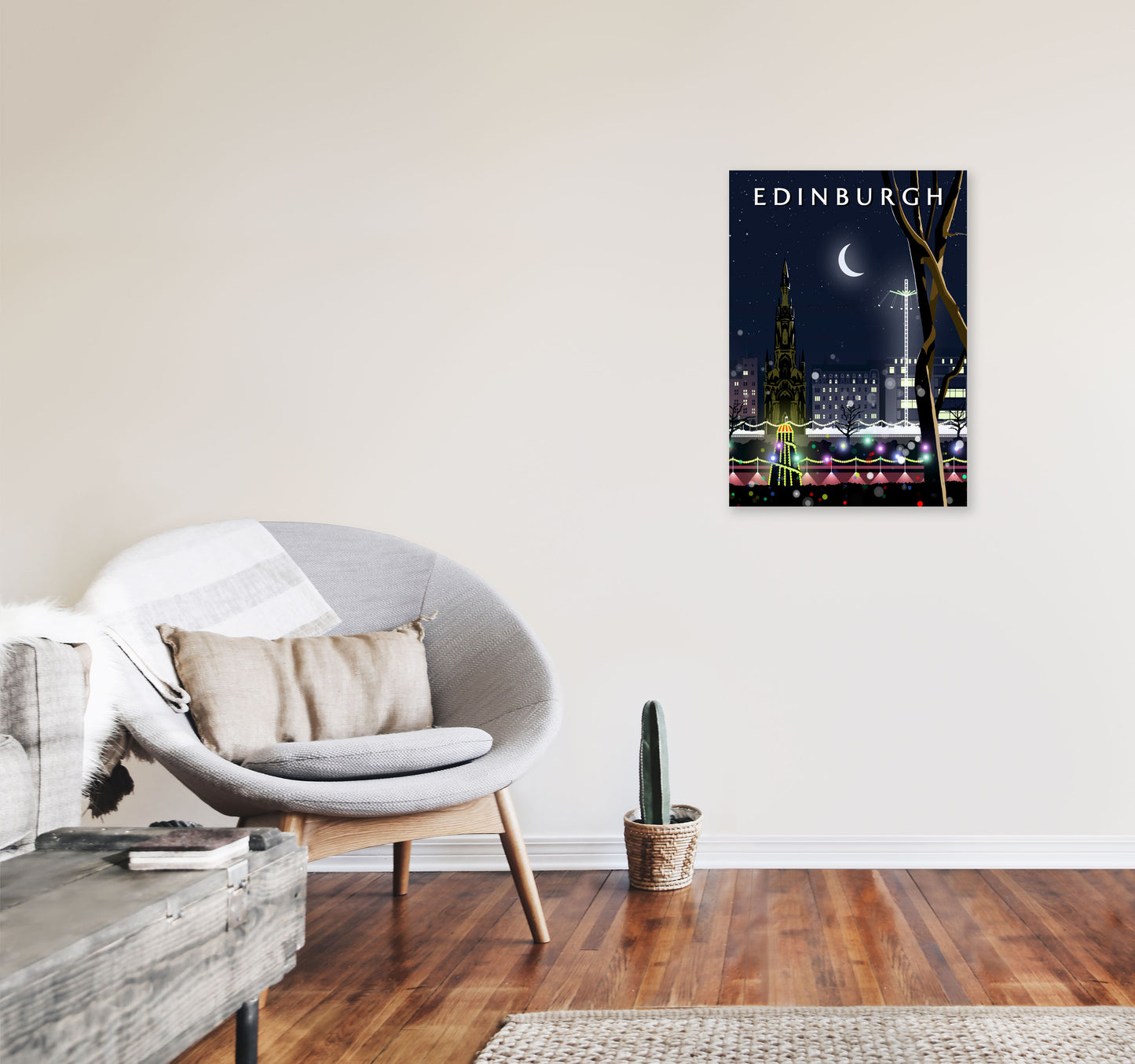 Edinburgh Night Portrait by Richard O'Neill A2 Black Frame