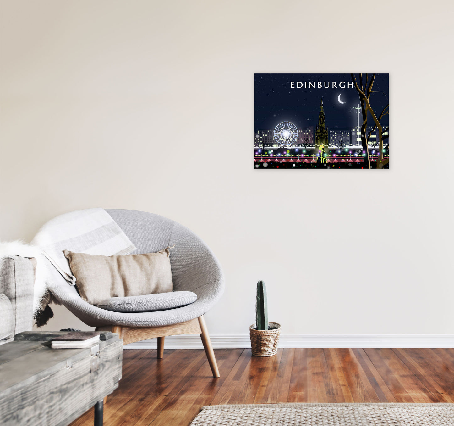 Edinburgh Night by Richard O'Neill A2 Black Frame