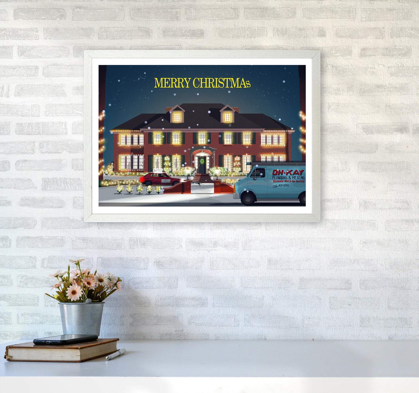 Home Alone Art Print by Richard O'Neill A2 Oak Frame