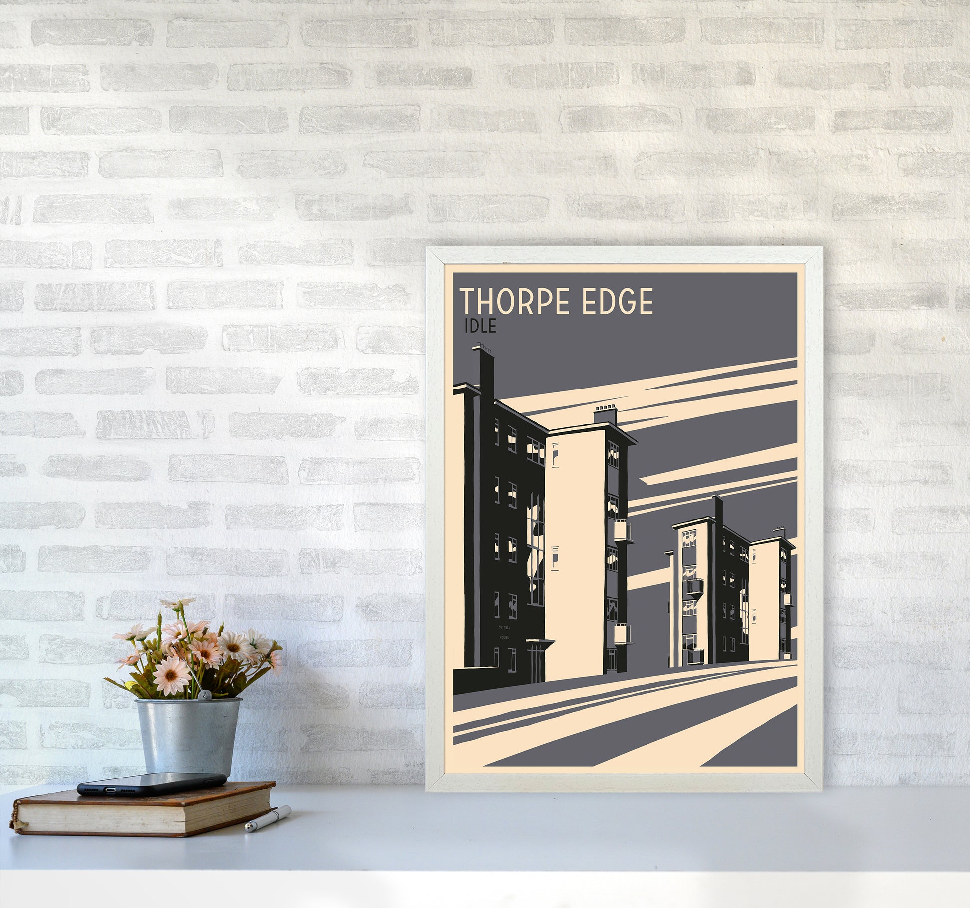 Thorpe Edge, Idle portrait Travel Art Print by Richard O'Neill A2 Oak Frame