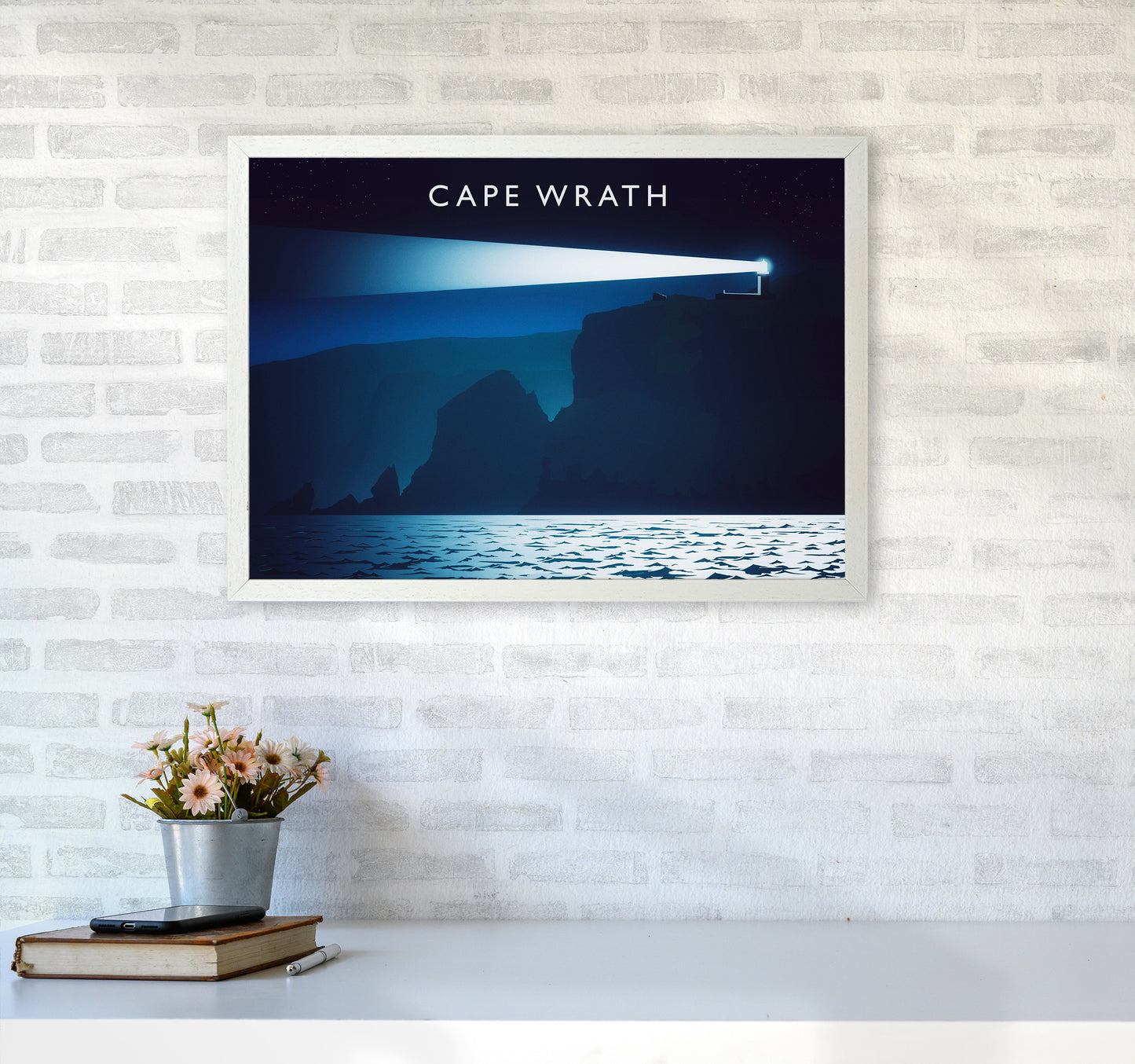 Cape Wrath Travel Art Print by Richard O'Neill A2 Oak Frame