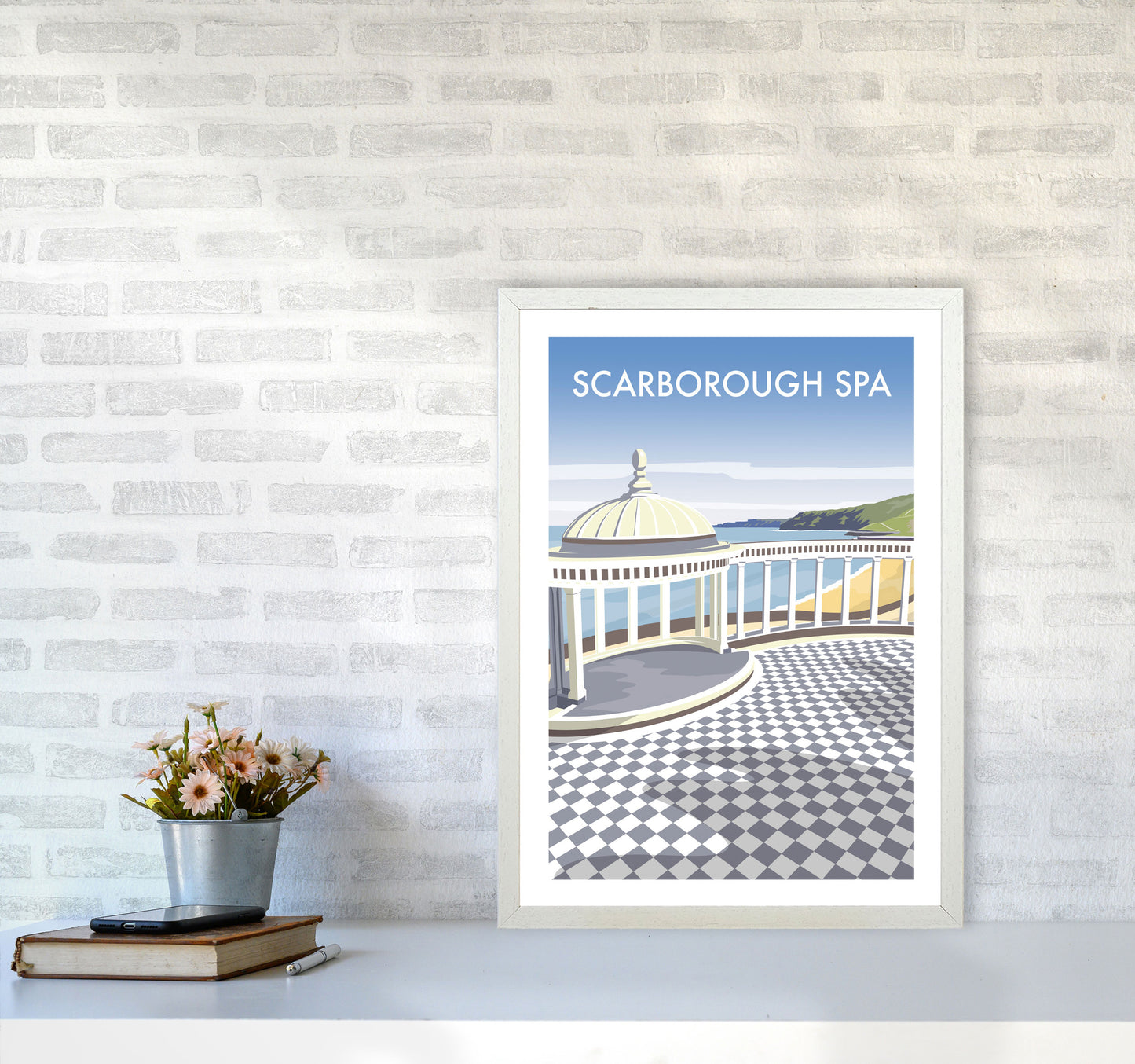 Scarborough Spa portrait Travel Art Print by Richard O'Neill A2 Oak Frame
