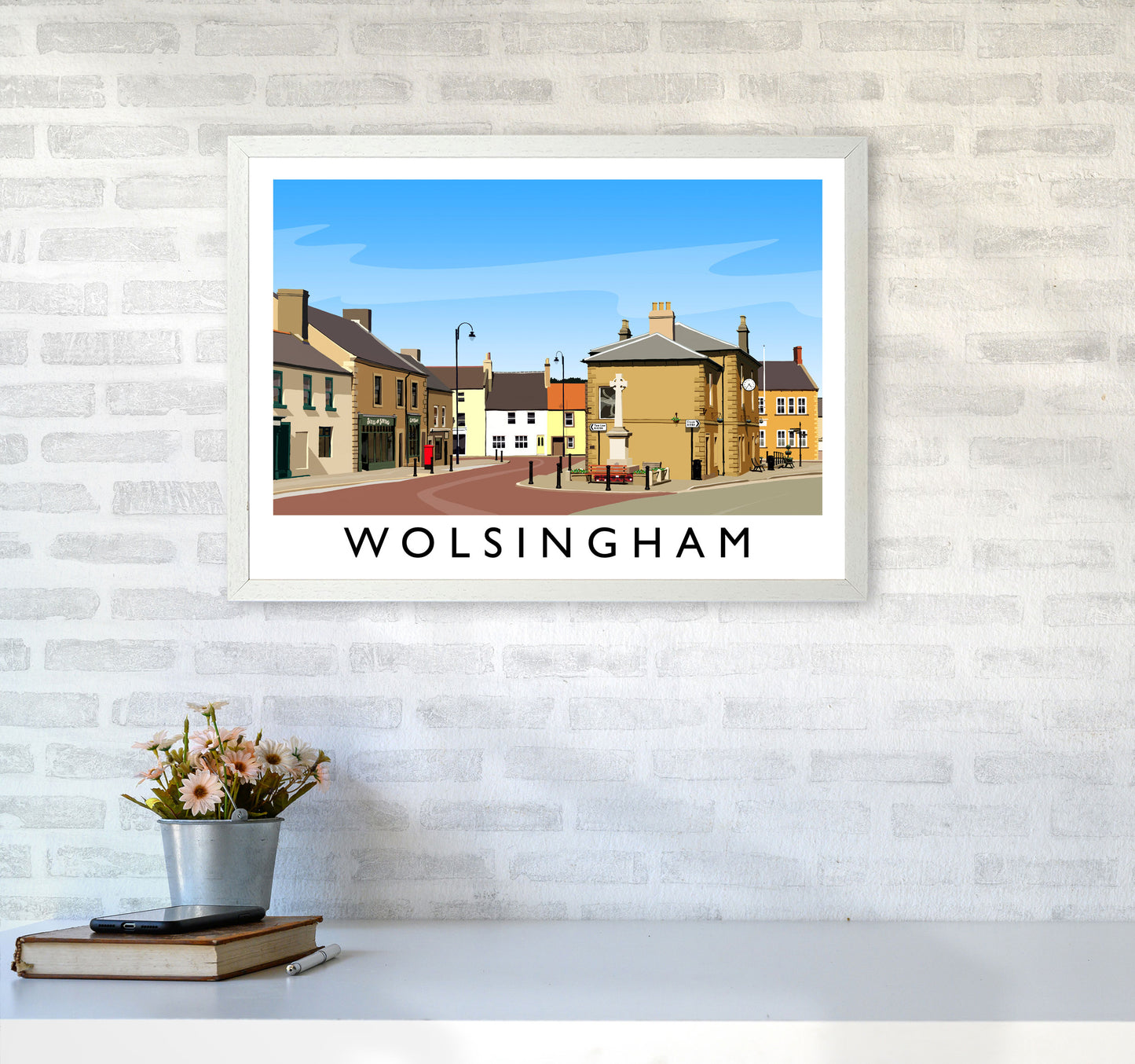 Wolsingham 2 Travel Art Print by Richard O'Neill A2 Oak Frame