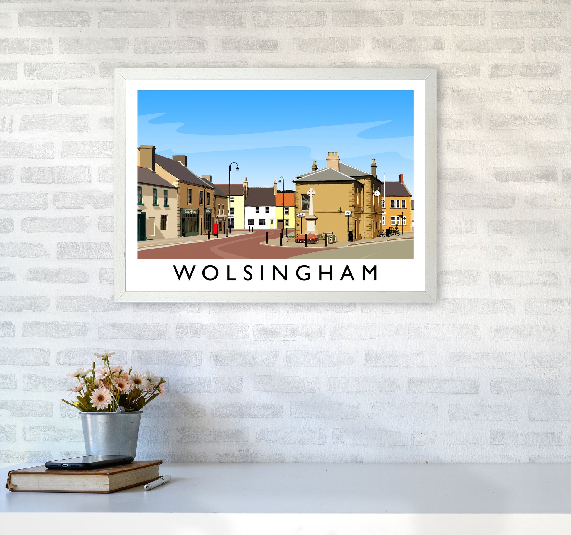 Wolsingham 2 Travel Art Print by Richard O'Neill A2 Oak Frame