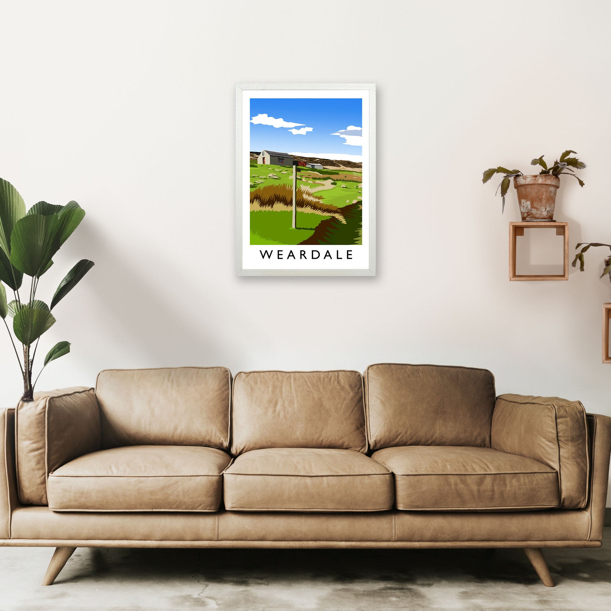 Weardale Portrait Travel Art Print by Richard O'Neill A2 Oak Frame