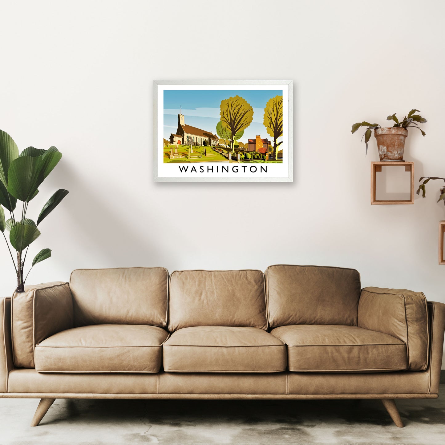 Washington Travel Art Print by Richard O'Neill A2 Oak Frame