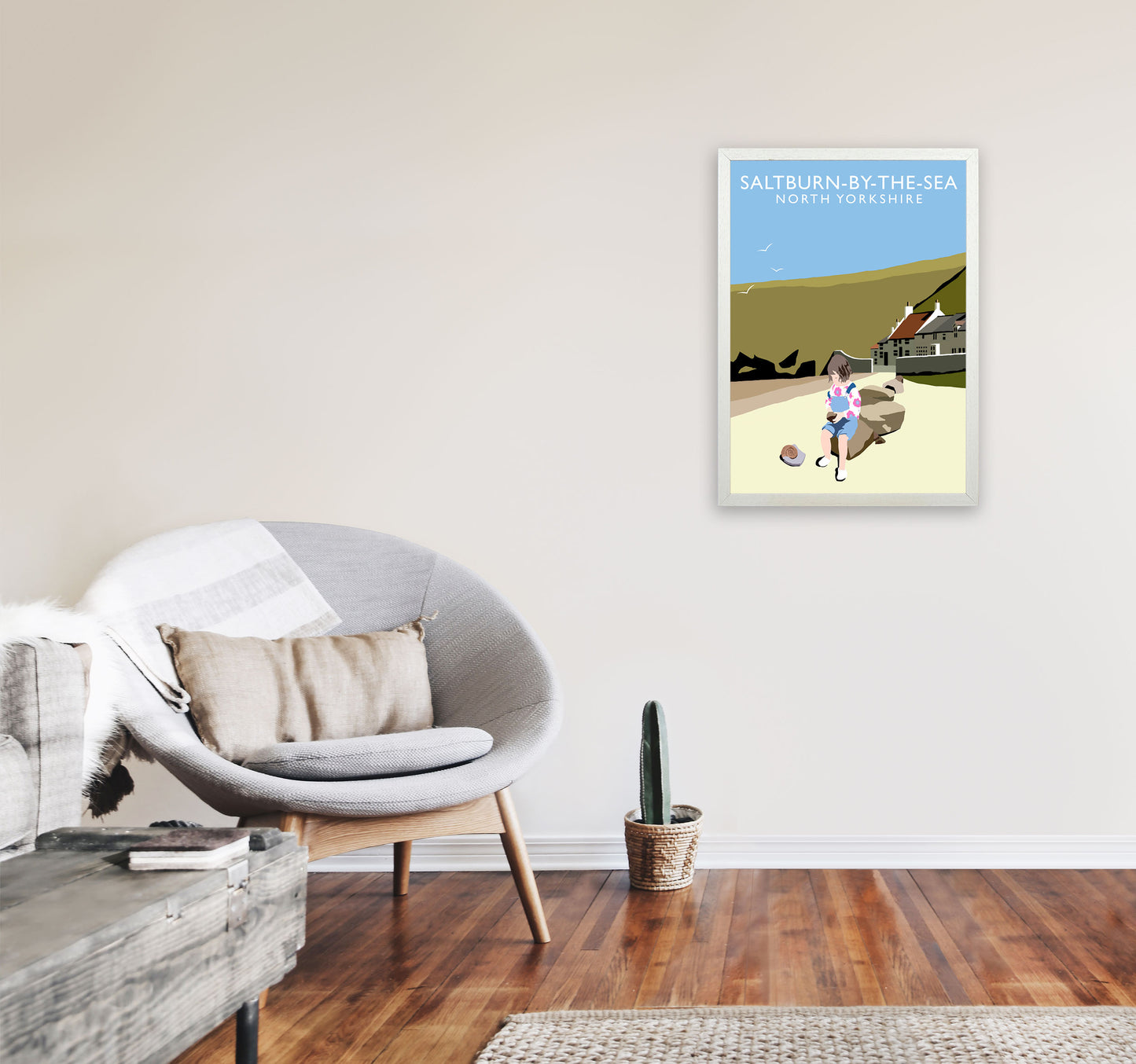 Saltburn-By-The-Sea North Yorkshire Art Print by Richard O'Neill A2 Oak Frame