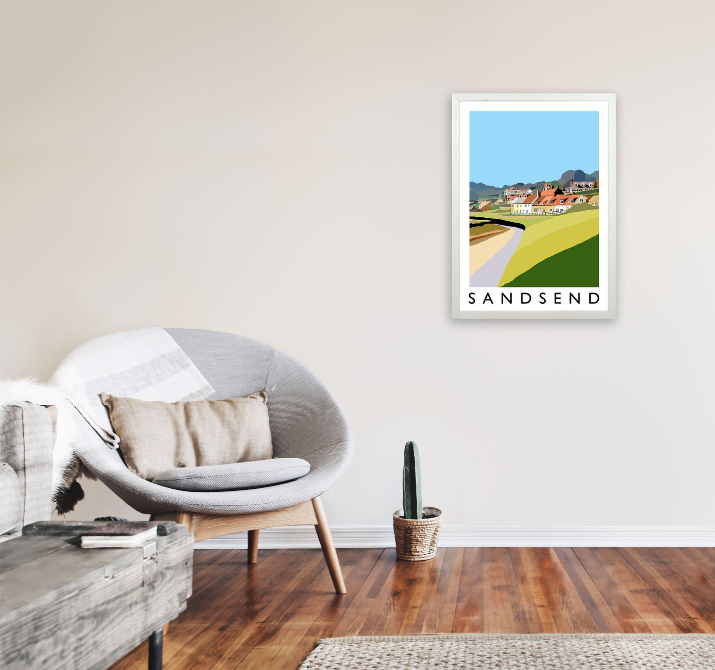 Sandsend Art Print by Richard O'Neill A2 Oak Frame