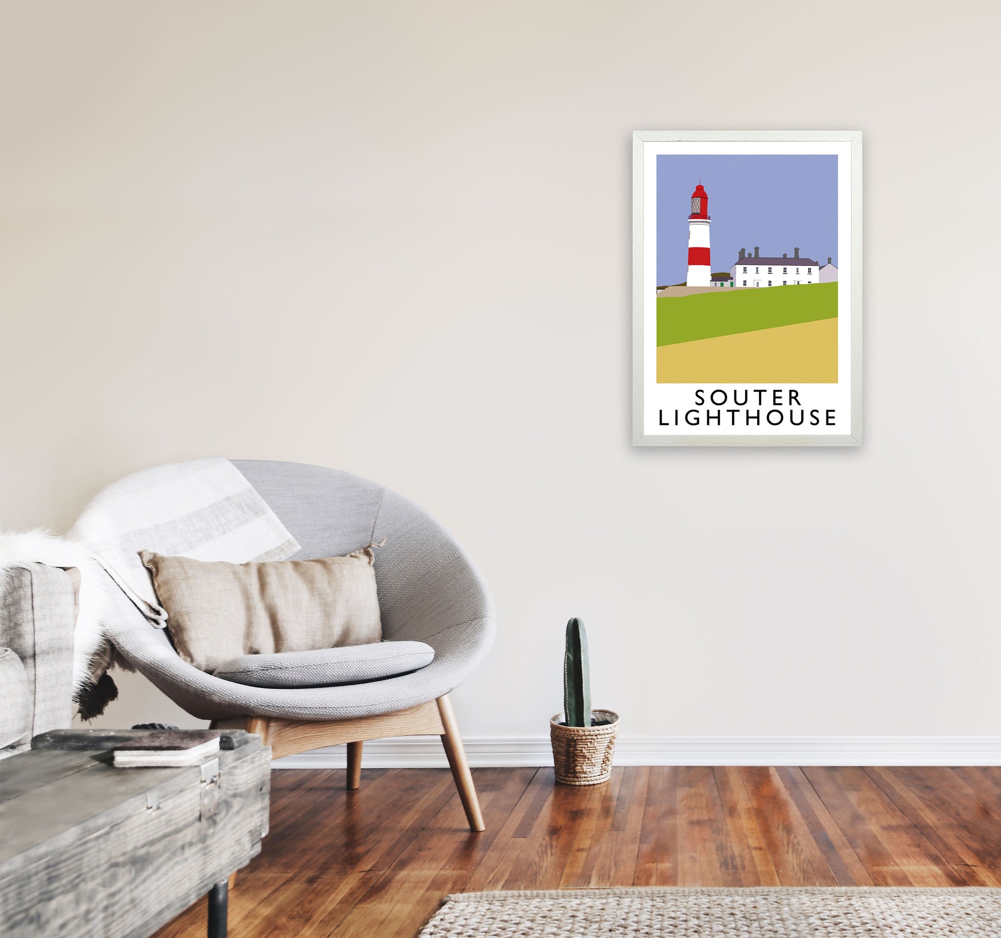 Souter Lighthouse Framed Digital Art Print by Richard O'Neill A2 Oak Frame