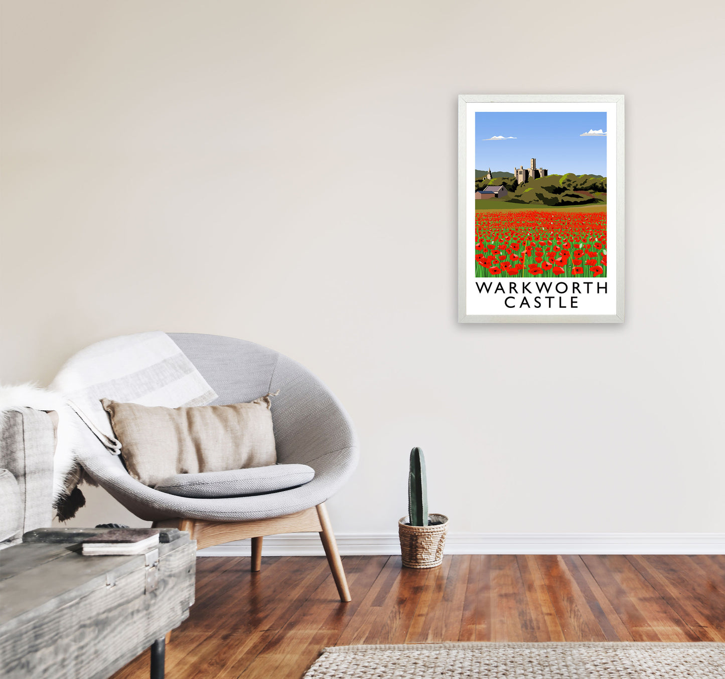 Warkworth Castle Art Print by Richard O'Neill A2 Oak Frame