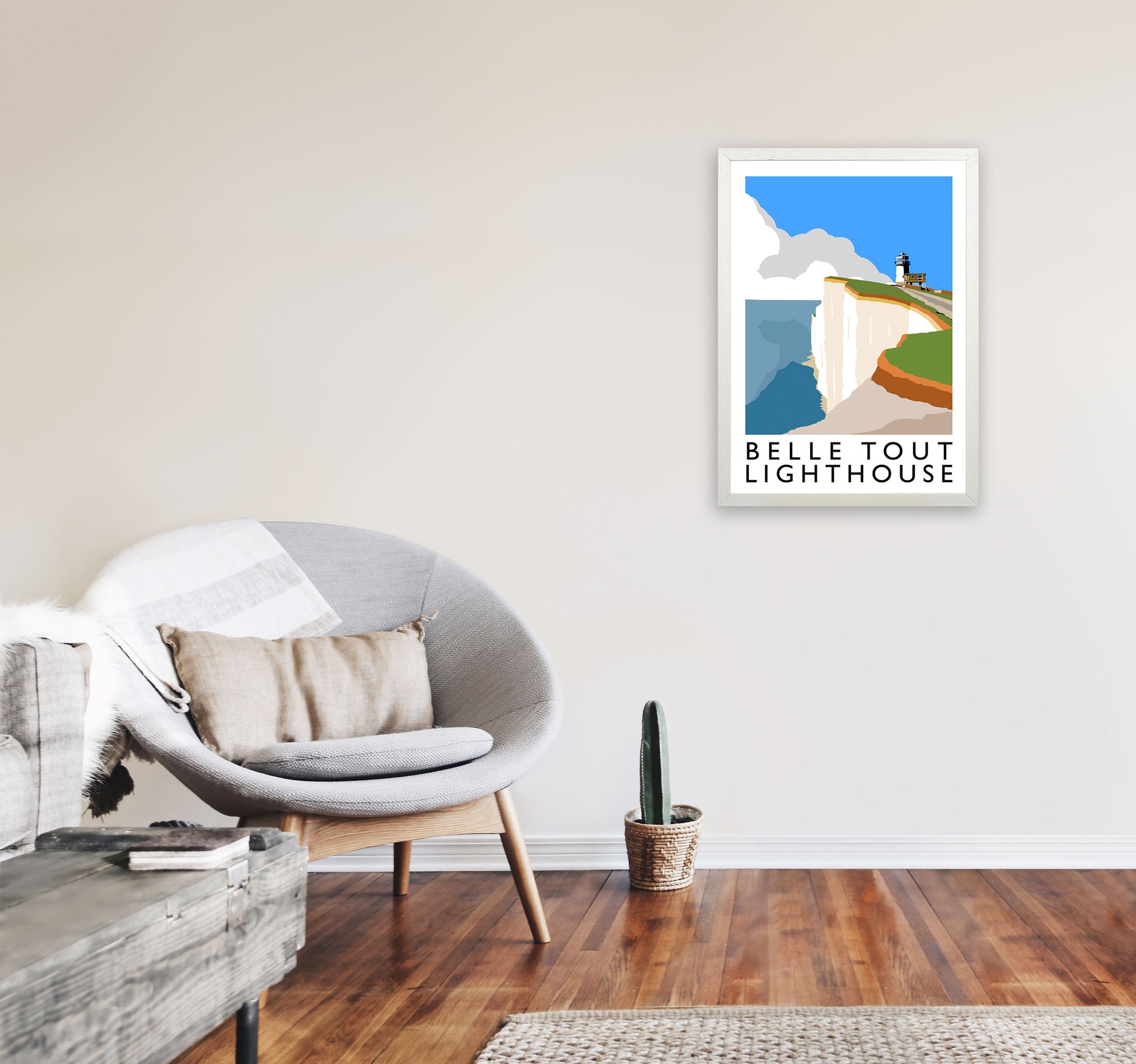 Belle Tout Lighthouse Framed Digital Art Print by Richard O'Neill A2 Oak Frame