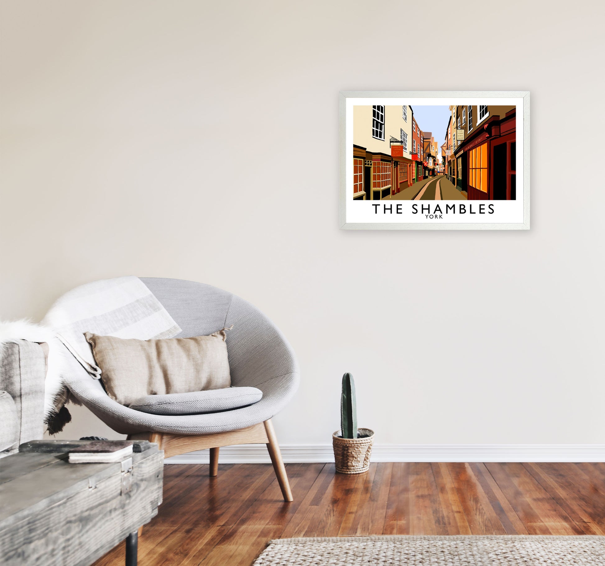 The Shambles by Richard O'Neill Yorkshire Art Print, Vintage Travel Poster A2 Oak Frame