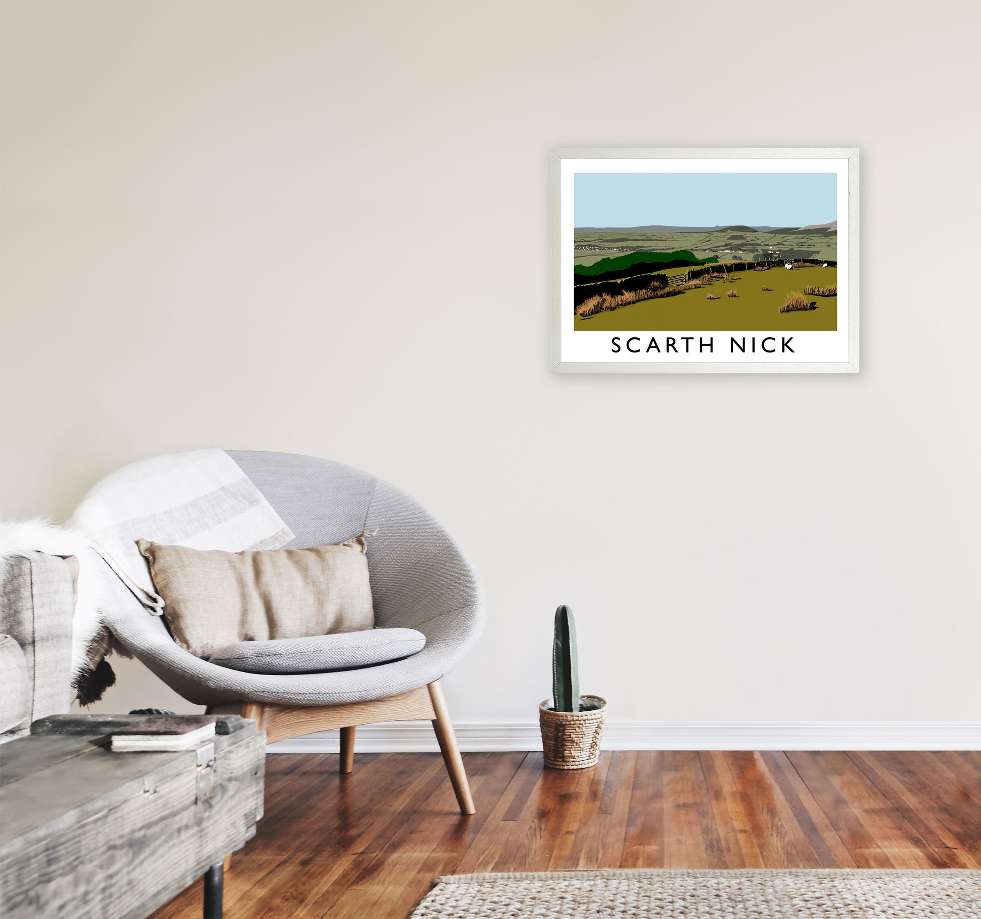 Scarth Nick by Richard O'Neill Yorkshire Art Print, Vintage Travel Poster A2 Oak Frame