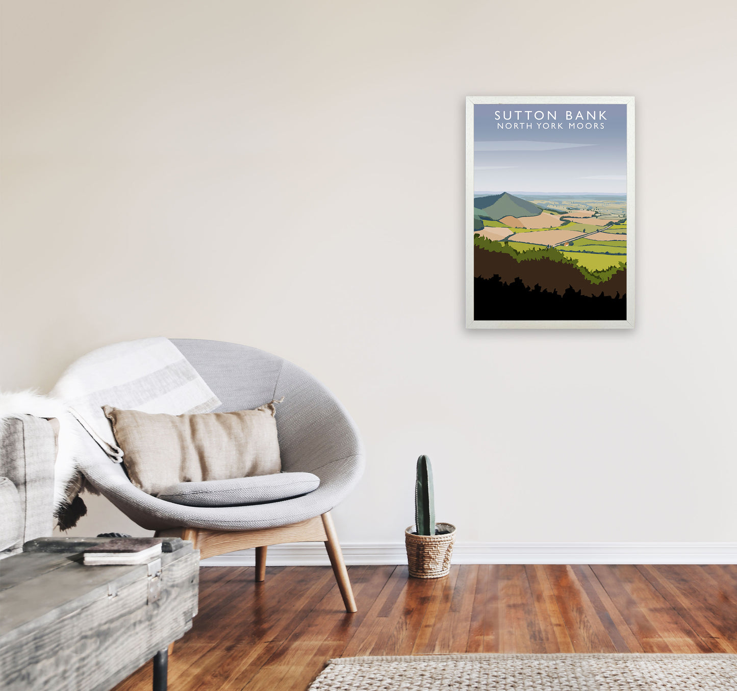 Sutton Bank (Portrait) by Richard O'Neill Yorkshire Art Print, Travel Poster A2 Oak Frame
