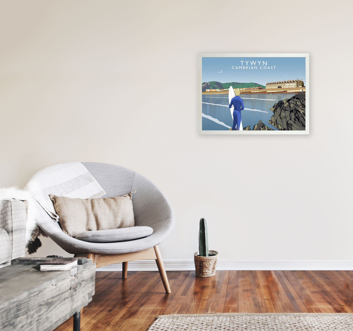 Tywyn Cambrian Coast Framed Digital Art Print by Richard O'Neill A2 Oak Frame