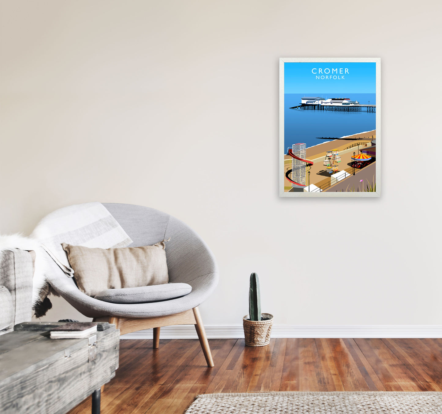 Cromer Norfolk Framed Digital Art Print by Richard O'Neill A2 Oak Frame