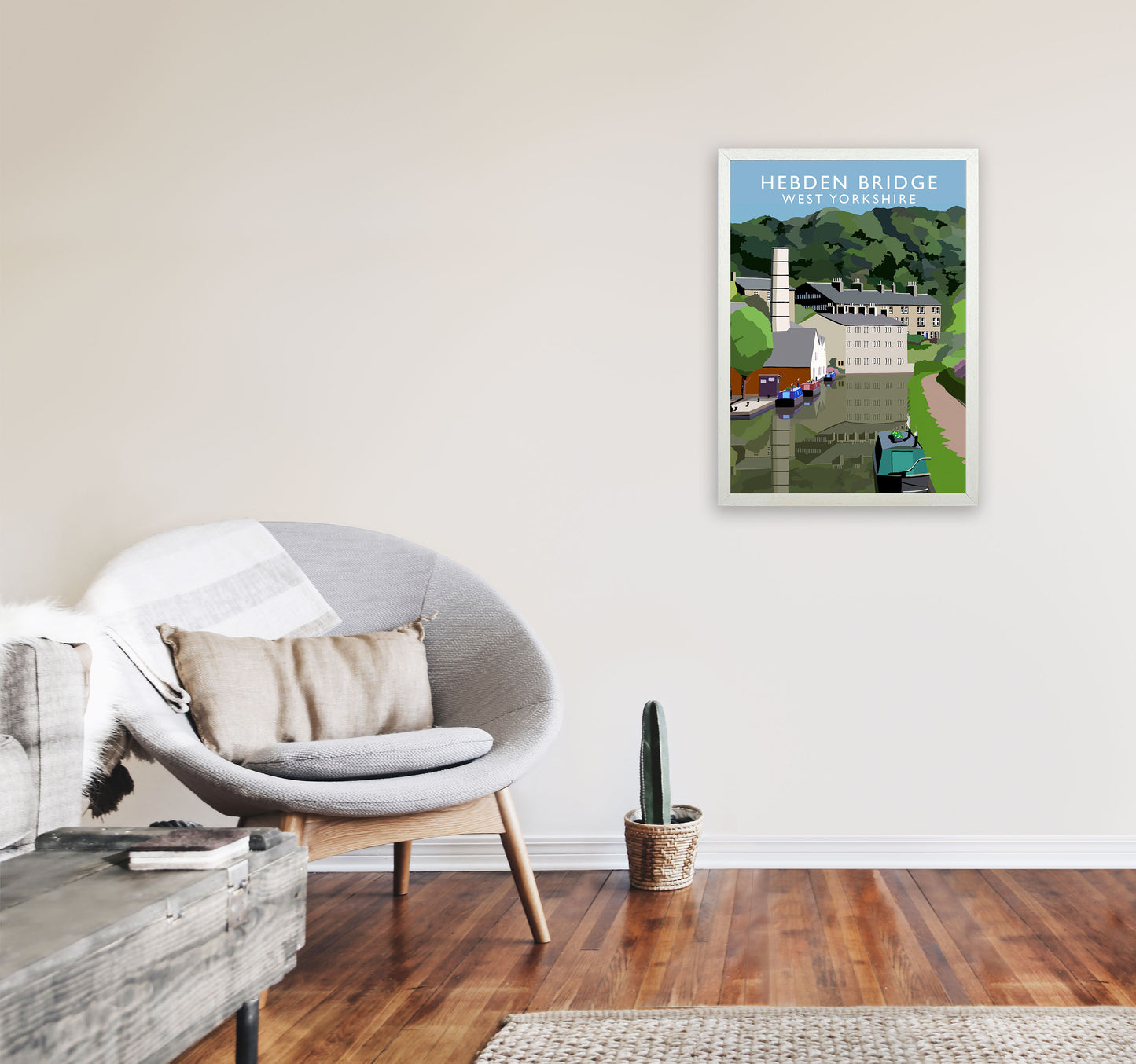 Hebden Bridge West Yorkshire Travel Art Print by Richard O'Neill A2 Oak Frame