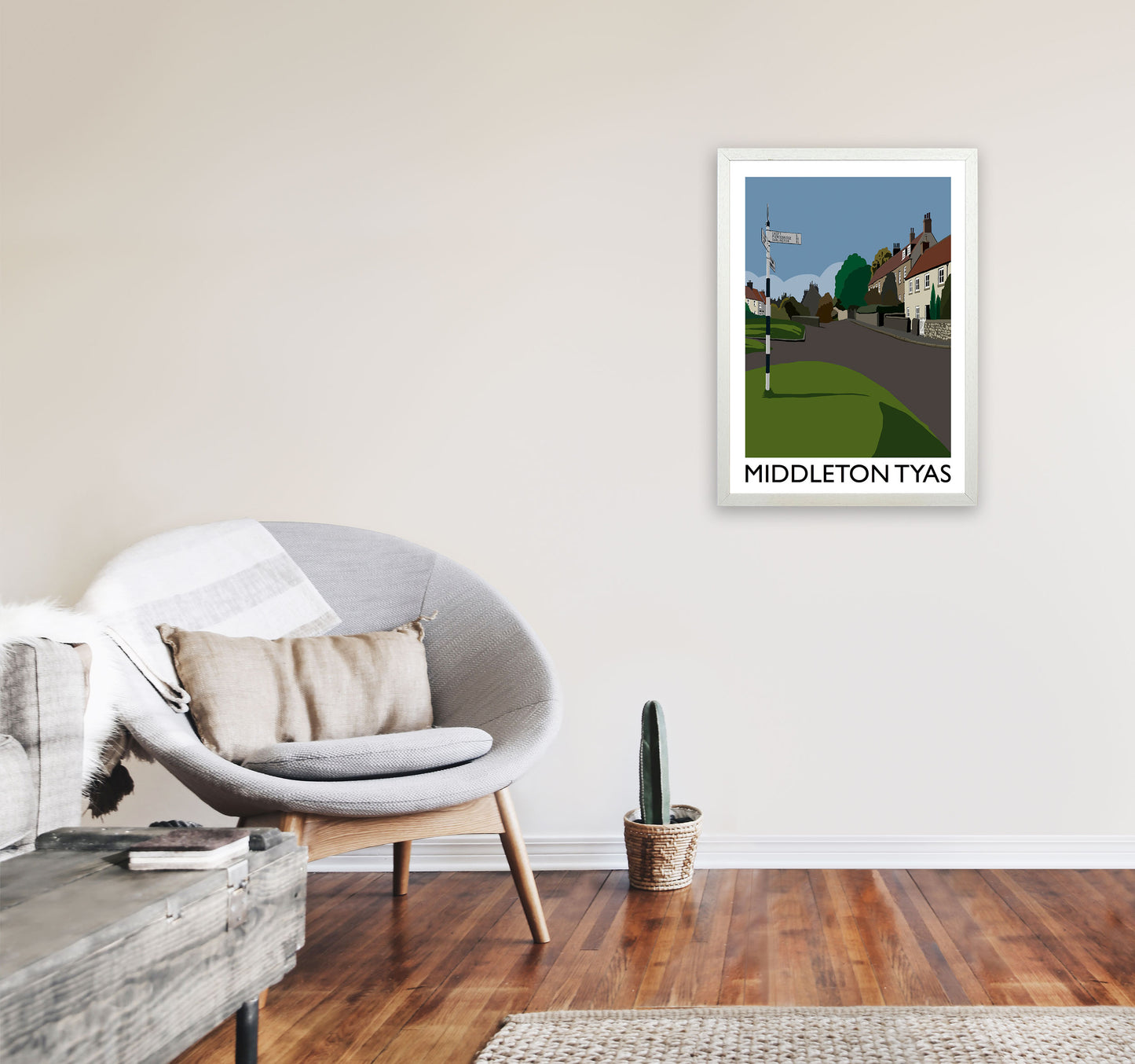 Middleton Tyas Travel Art Print by Richard O'Neill, Framed Wall Art A2 Oak Frame